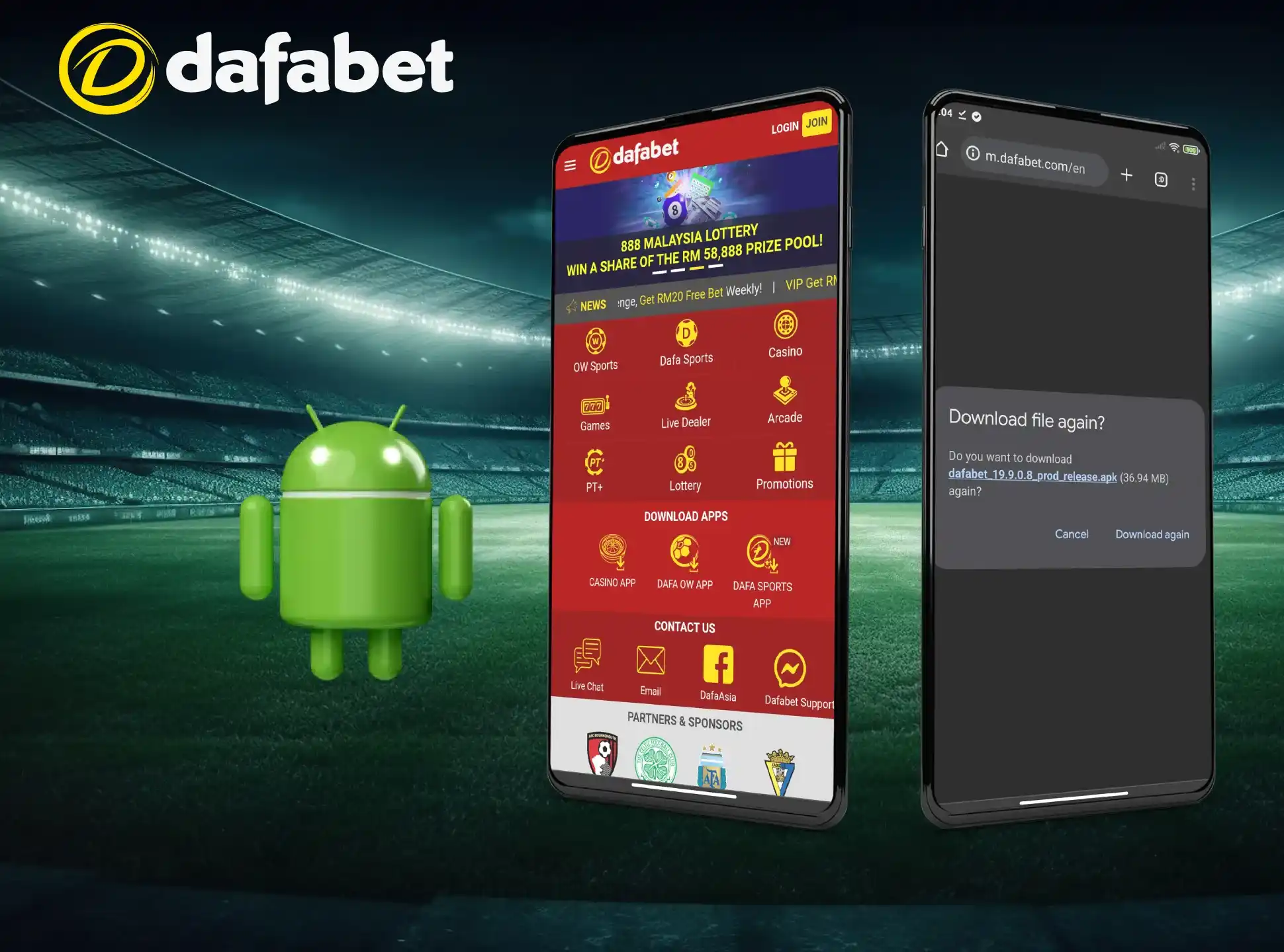 The Dafabet app is compatible with many Android smartphones.