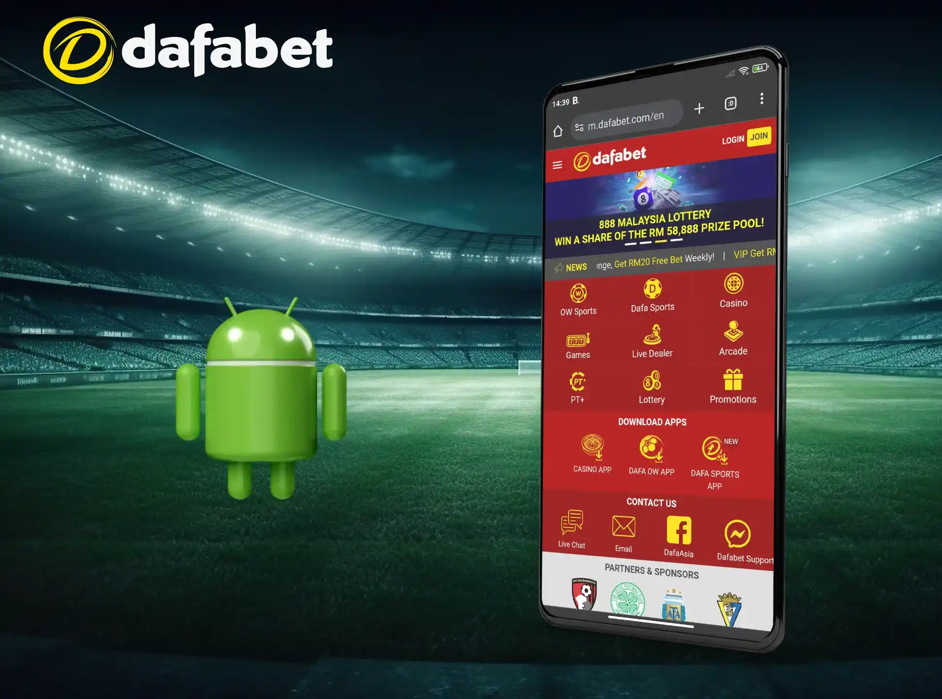 Open the official Dafabet website on your phone.