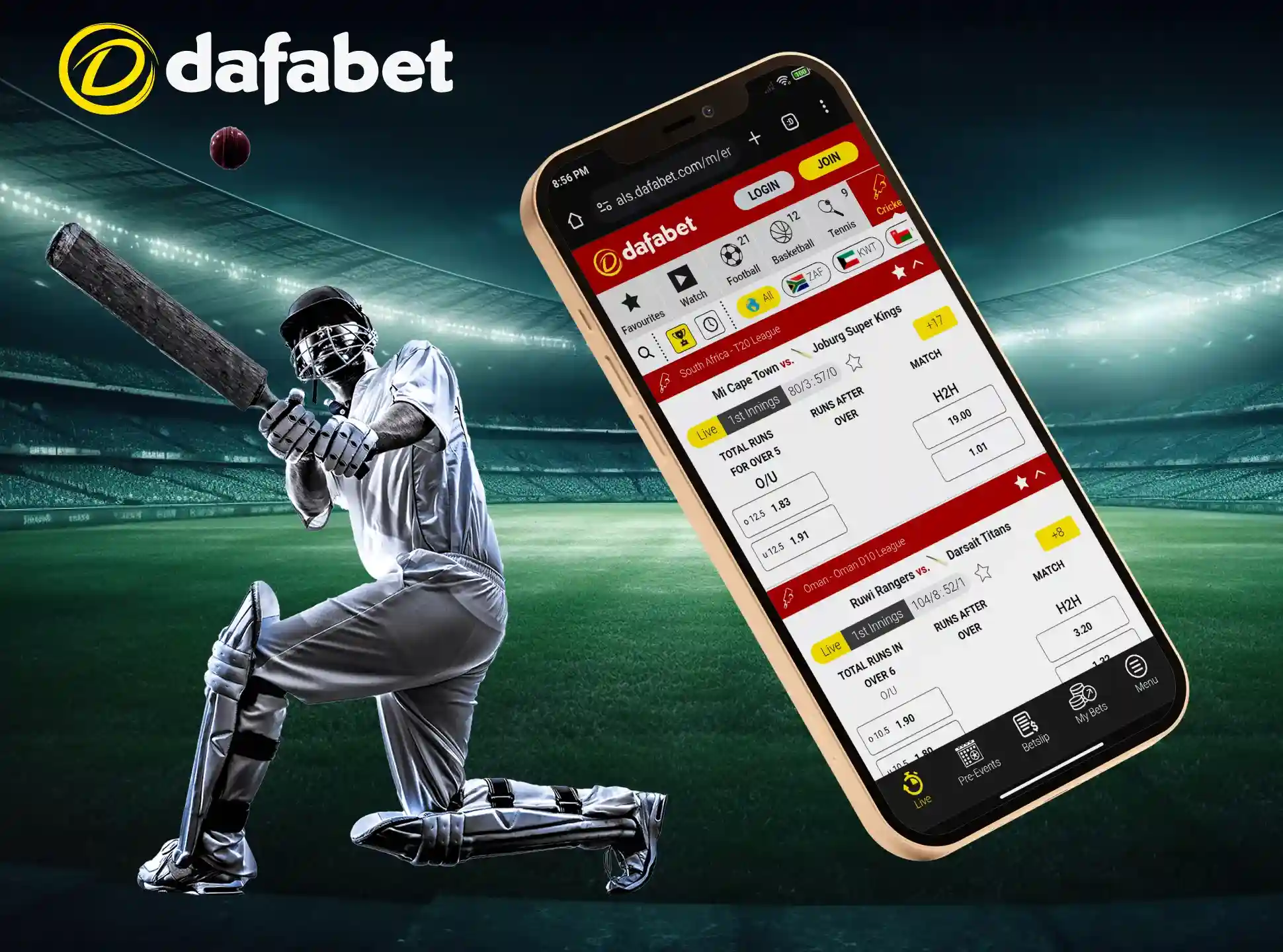 Dafabet is one of the best bookmakers for cricket betting.