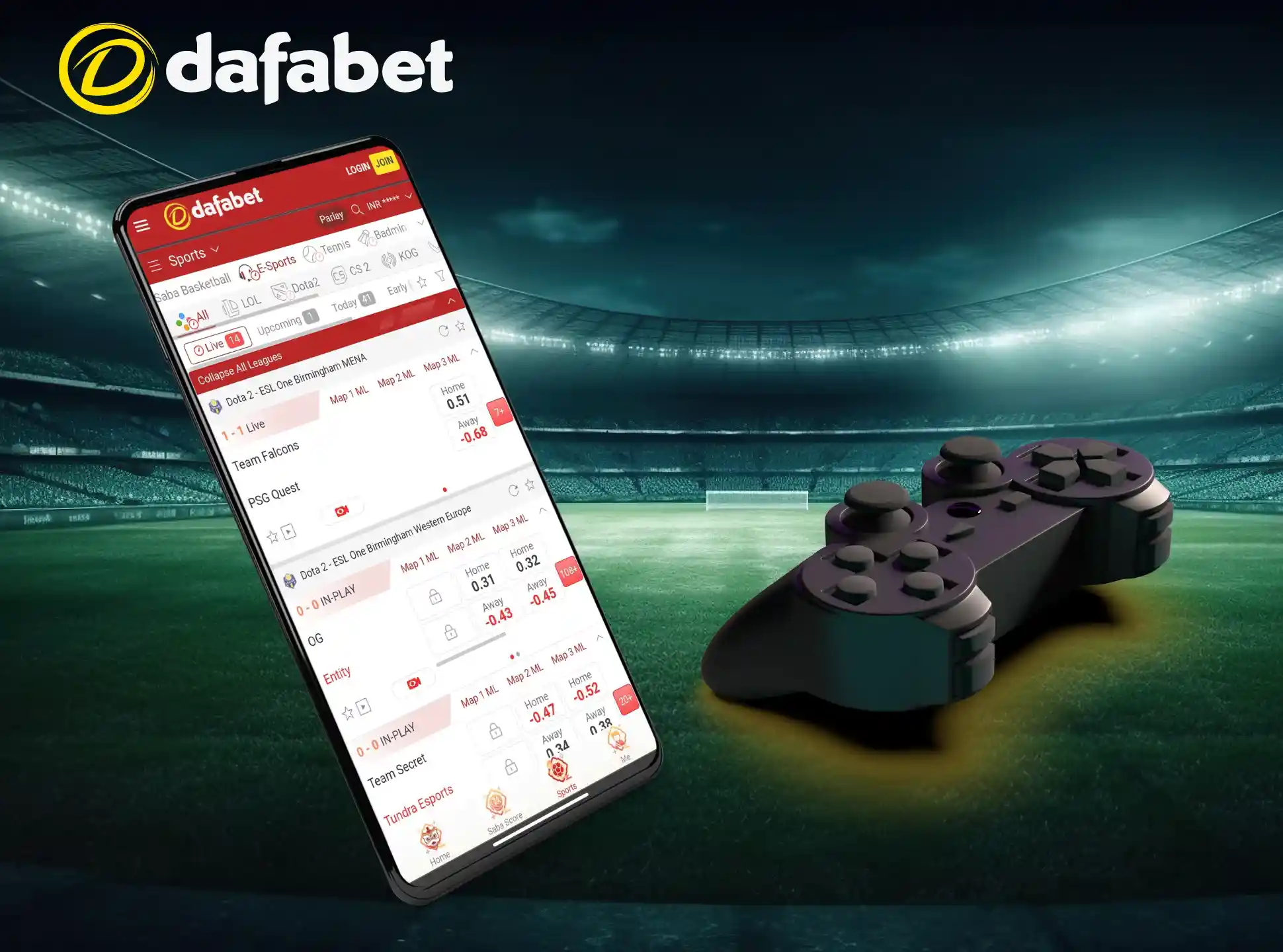 Over 80 different ESports competitions on the Dafabet app.