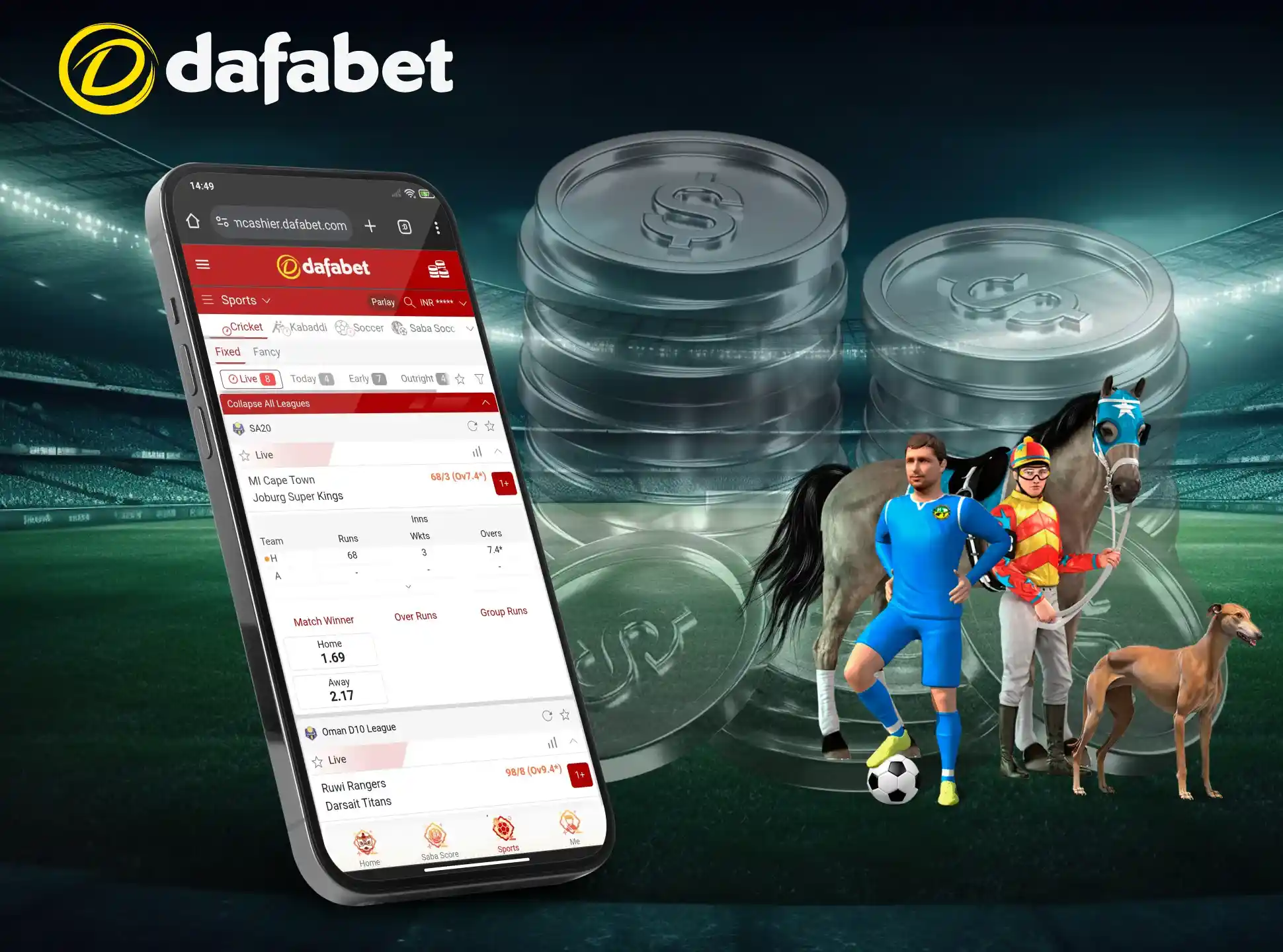 To start betting, log in to your Dafabet account and make your first deposit.