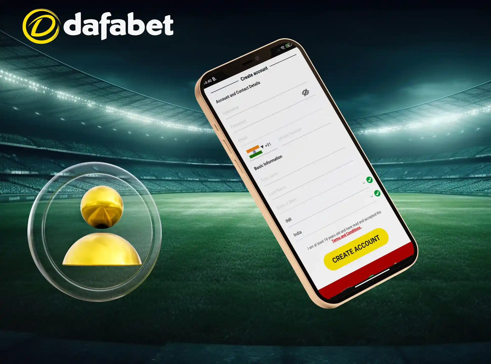 You can sign up on the Dafabet app using your phone number or email address.