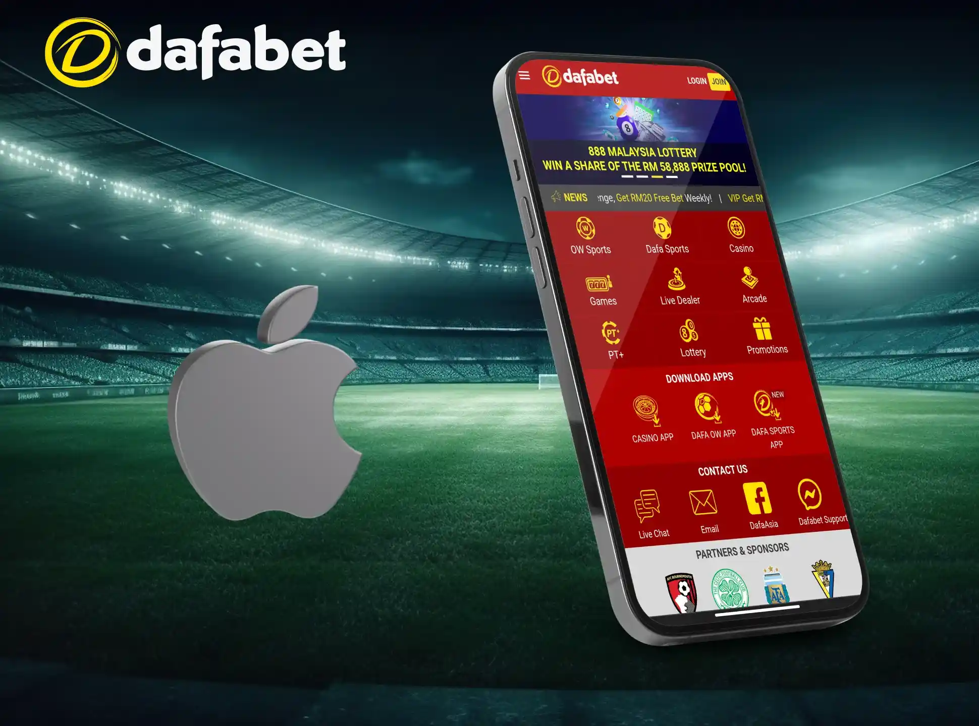 Open the Dafabet bookmaker page on your iPhone.
