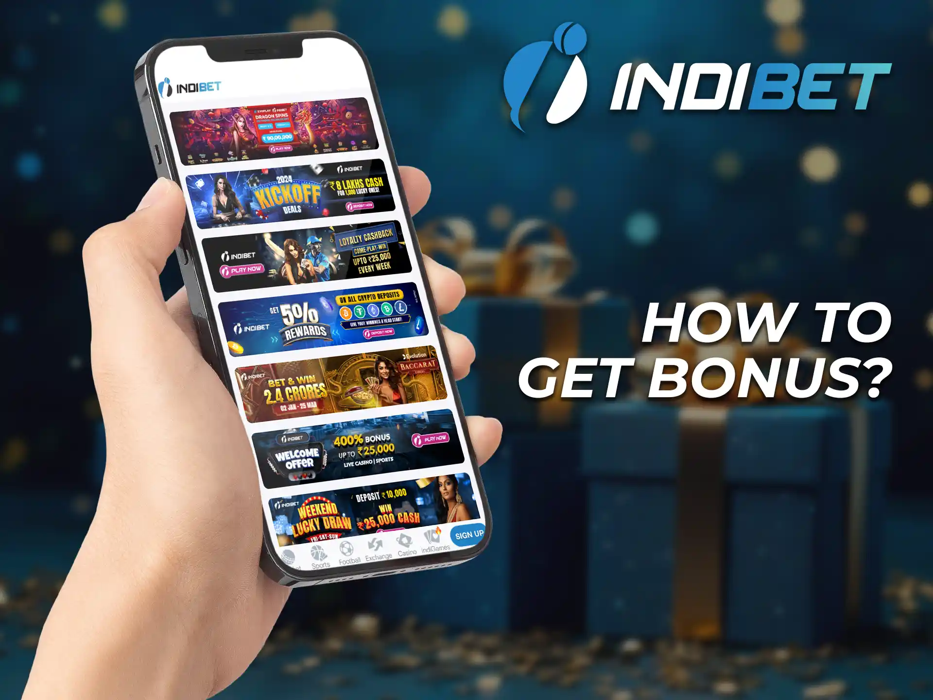 To get the welcome bonus on the Indibet mobile app follow a few steps.