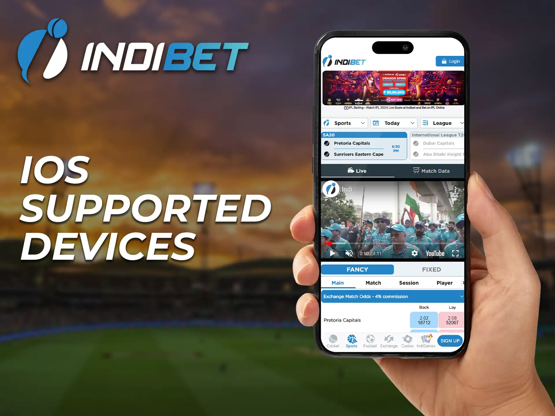 The Indibet app is being tested on popular iOS devices.