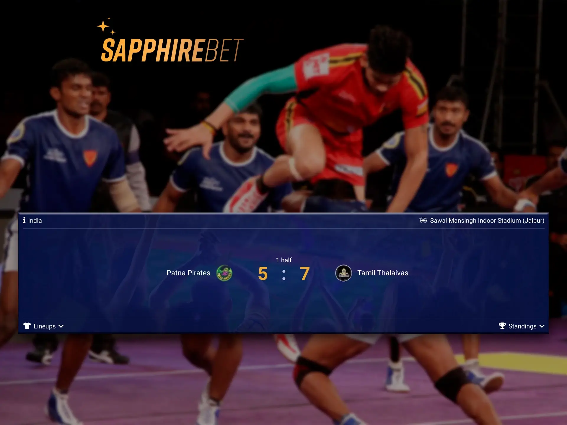 Pay attention to the online statistics of the Kabaddi match when watching at Sapphirebet.