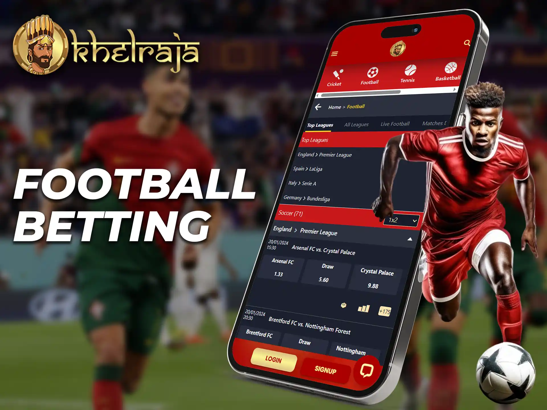 Betting on football and football matches live on the Khelraja app.