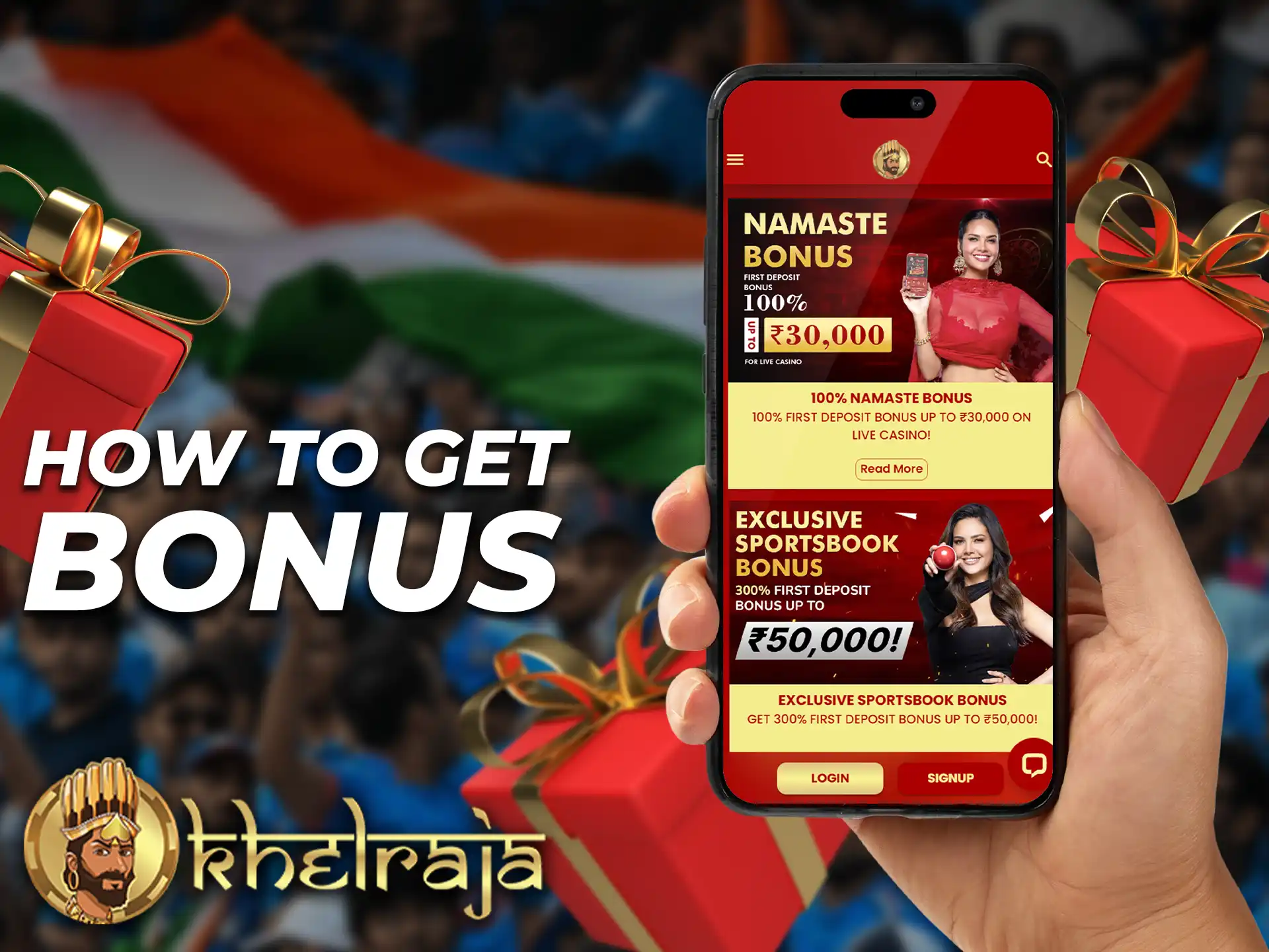 To get the welcome bonus download the Khelraja app and create an account.