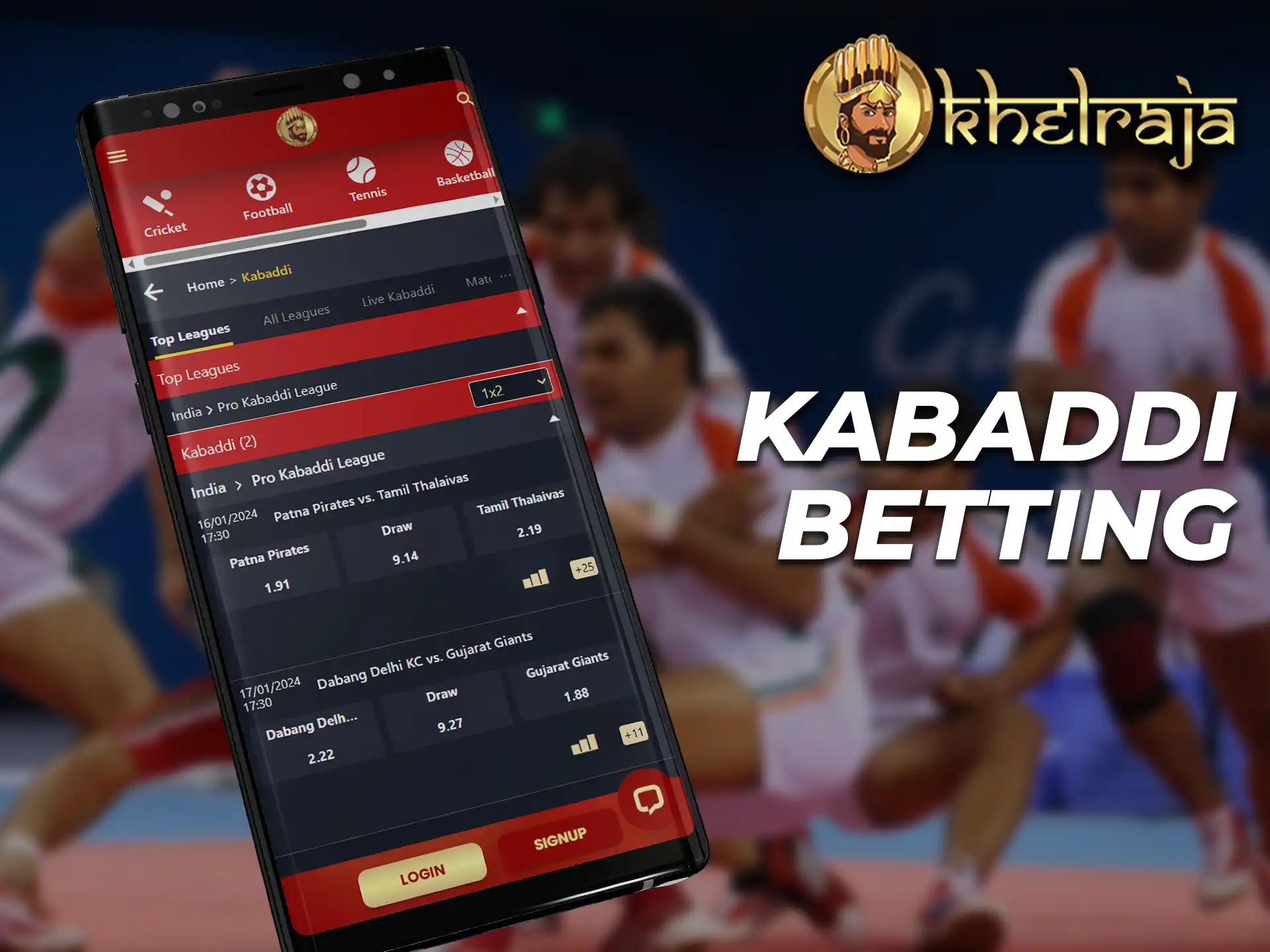 Place your bets on Kabaddi on the Khelraja app.