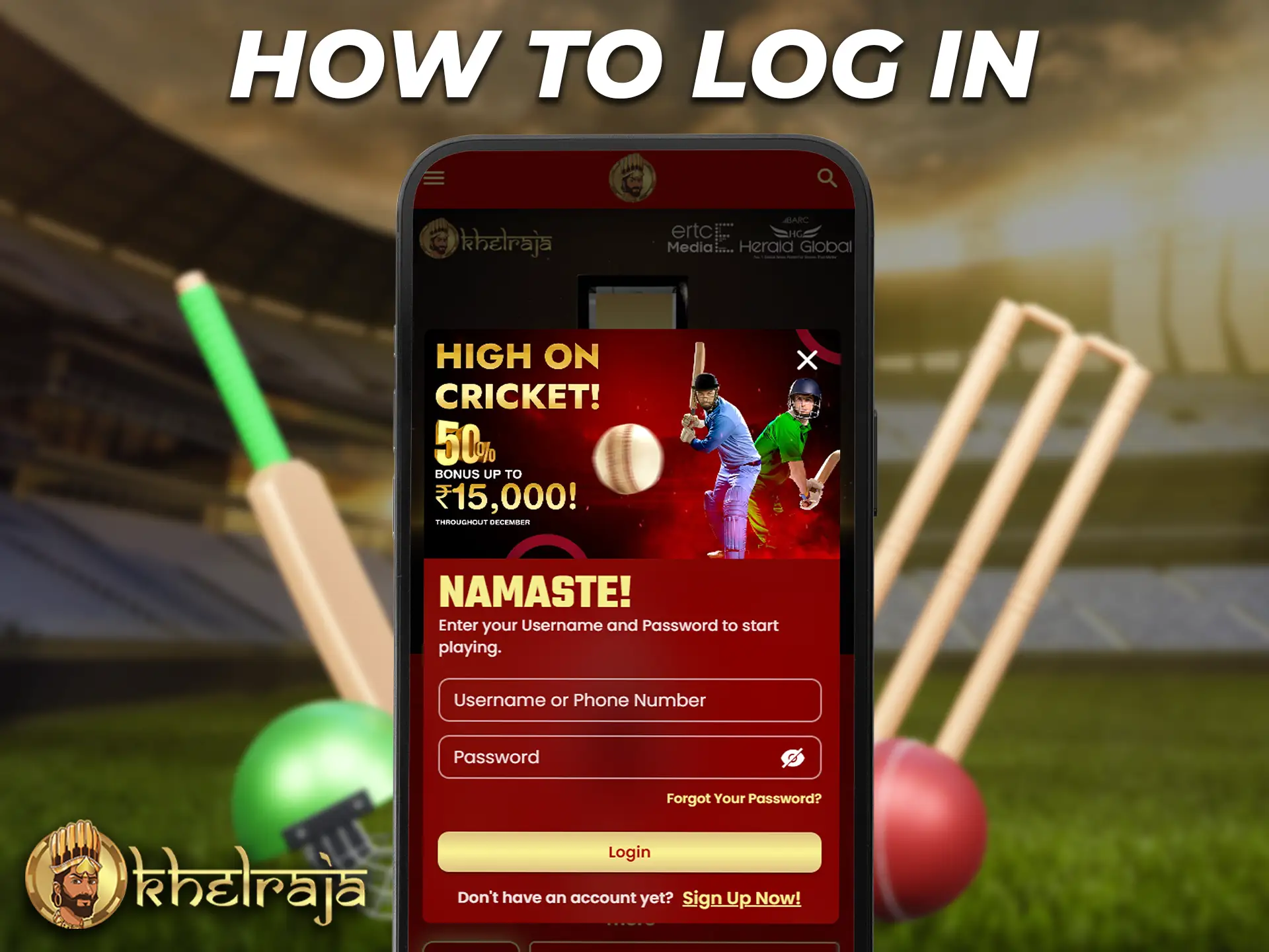 To log in to the app click on the Login button and enter your account username and password.
