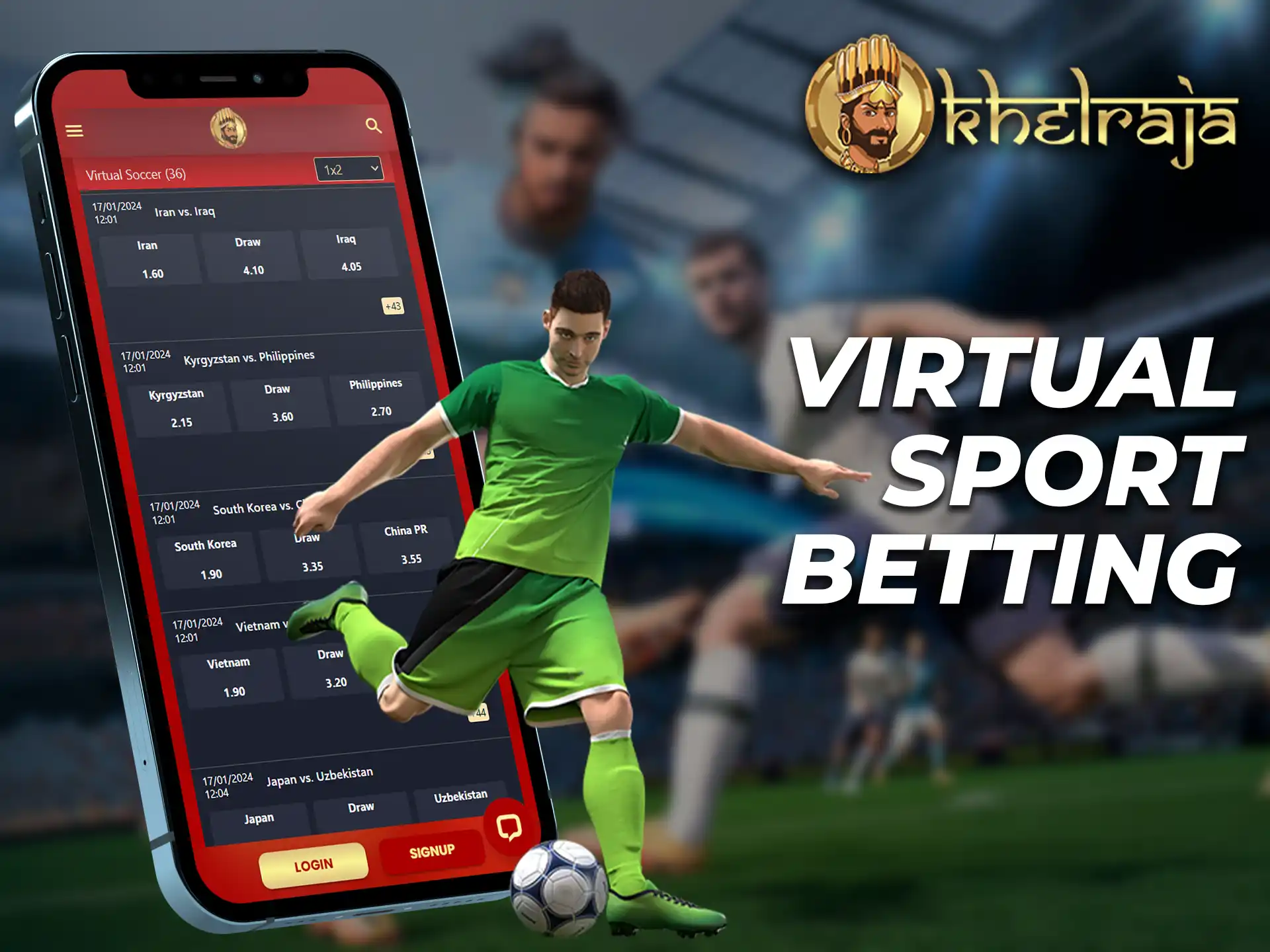 Place bets on virtual sports on the Khelraja app.