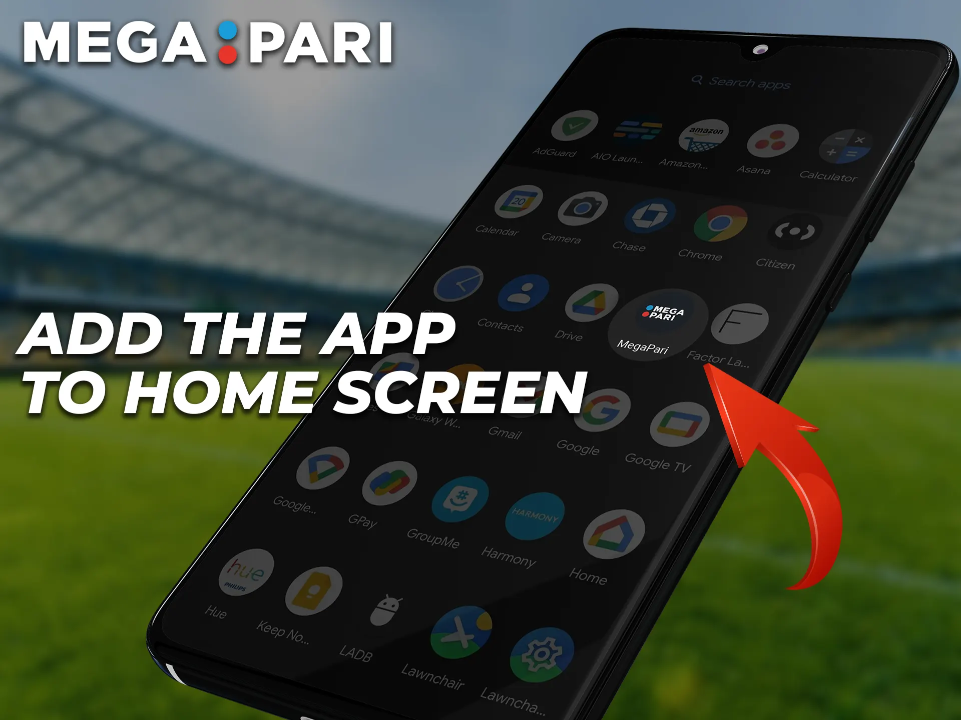 By following the instructions you can add Megapari app to the home screen of your Android smartphone.