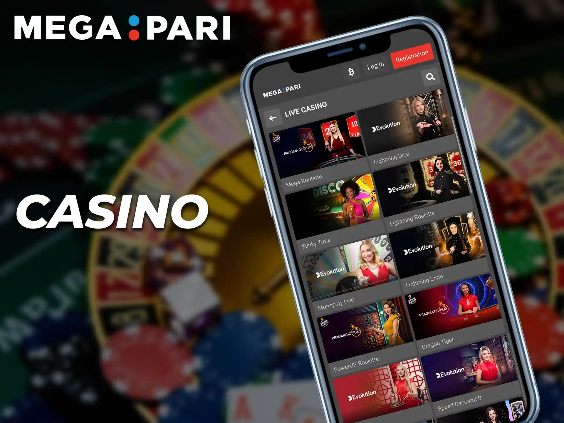The Megapari app has a Casino with over 2000 games.