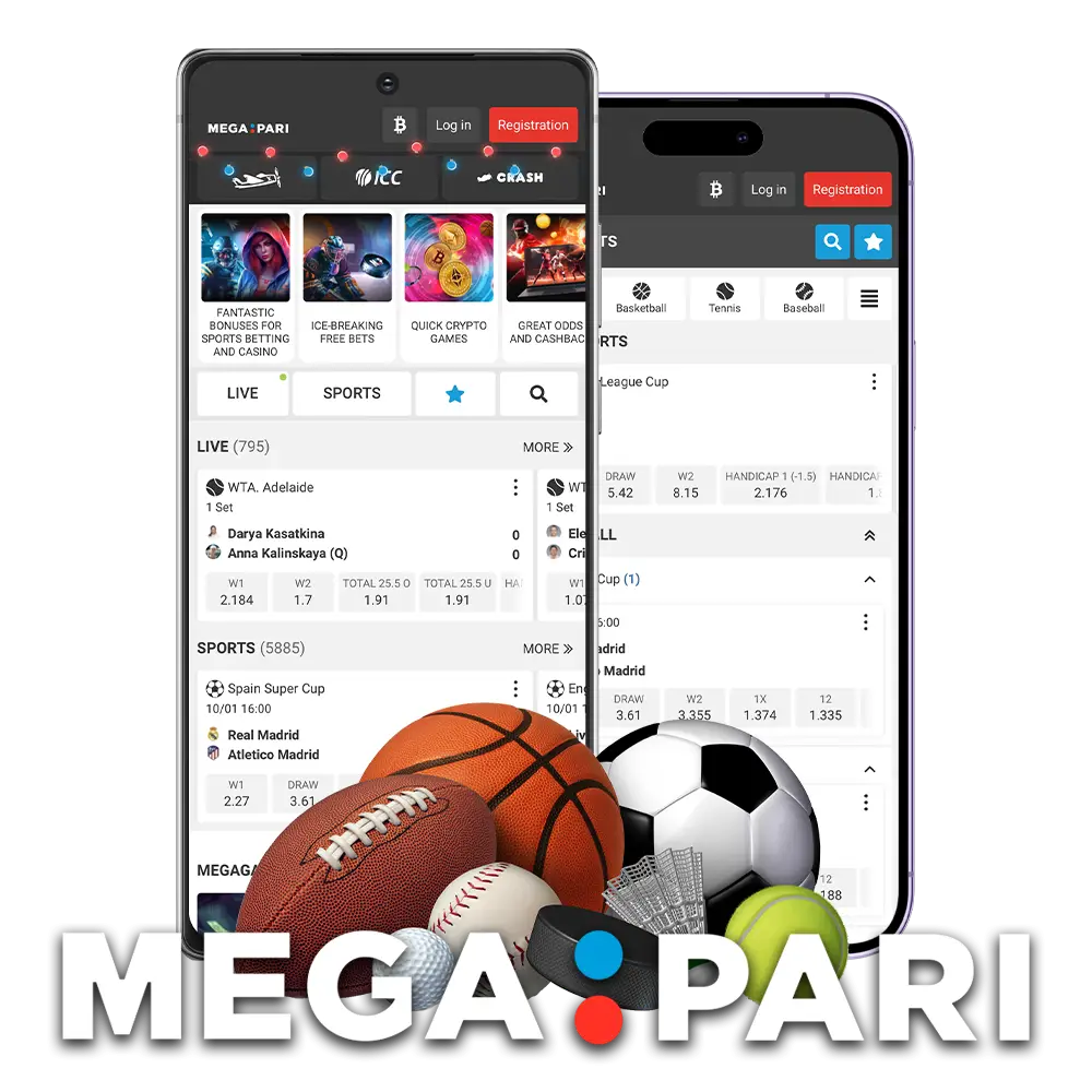 Download Megapari mobile apps to bet on sports and play casino games.