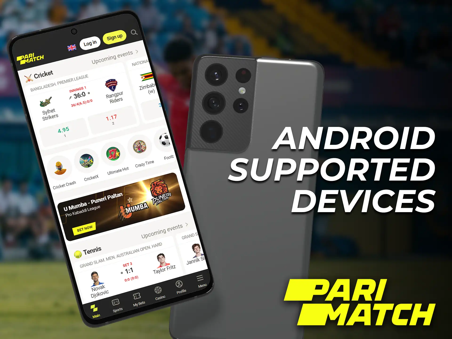 List of devices supporting the Parimatch app.