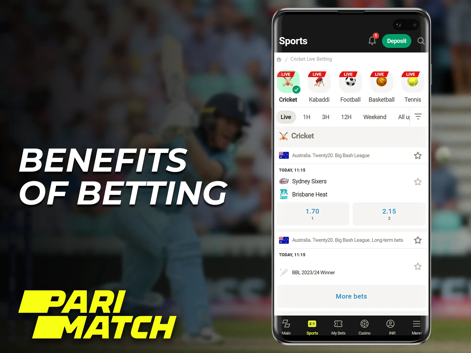 Check out a number of benefits of betting via the Parimatch mobile app.