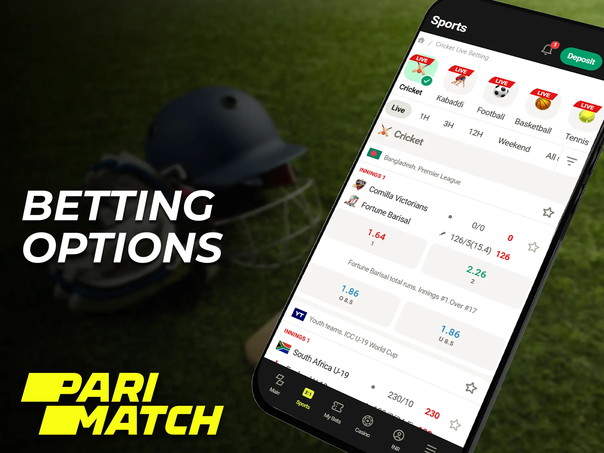 Review of betting options in the Parimatch app.