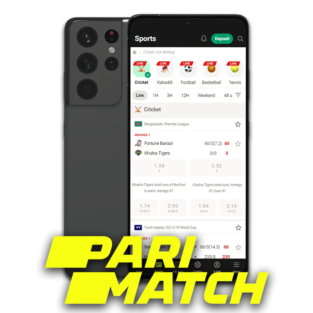You can bet on sports in the Parimatch app, which is available for Android and iOS.