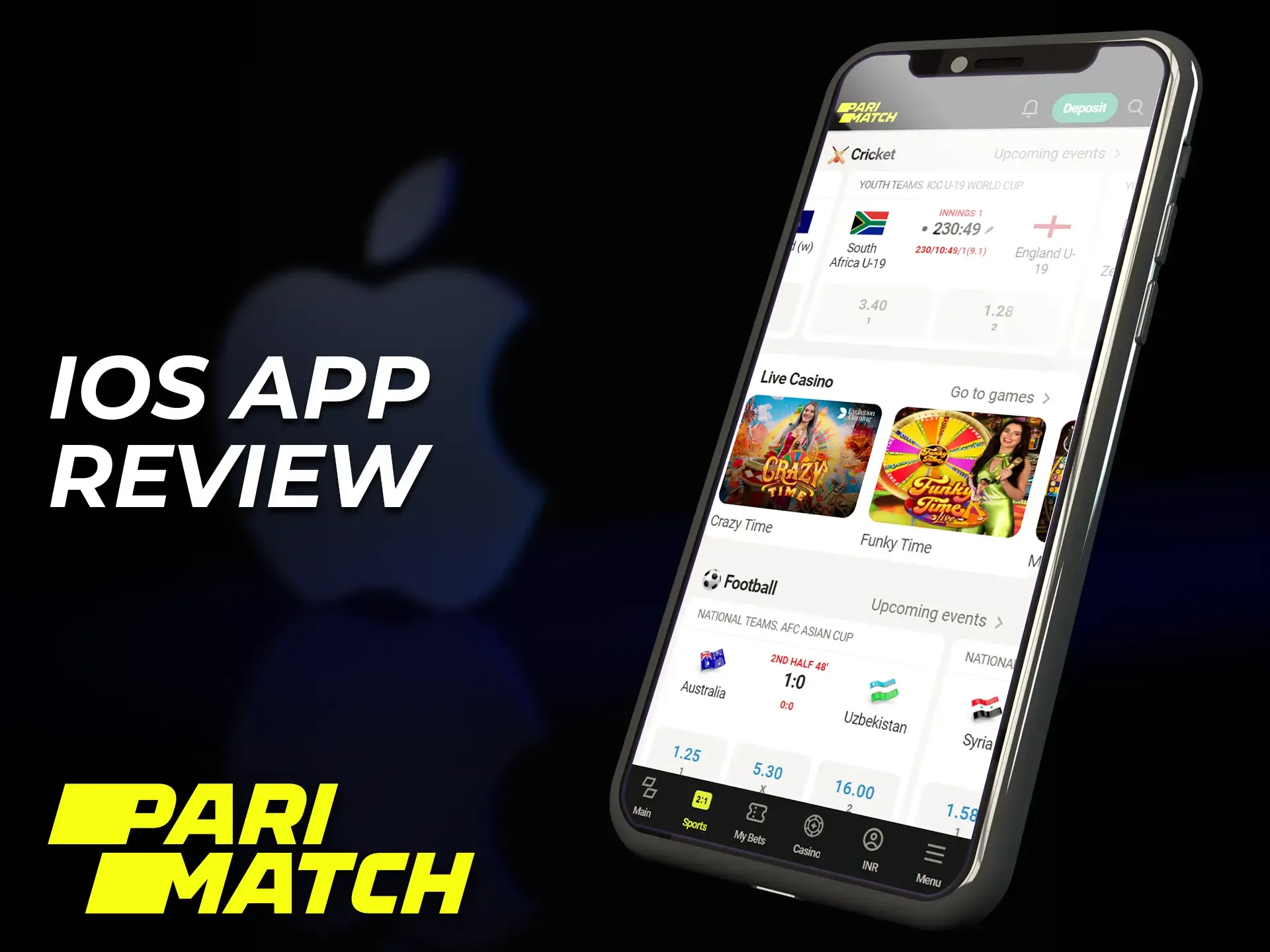The Parimatch app is well optimized for iOS users.