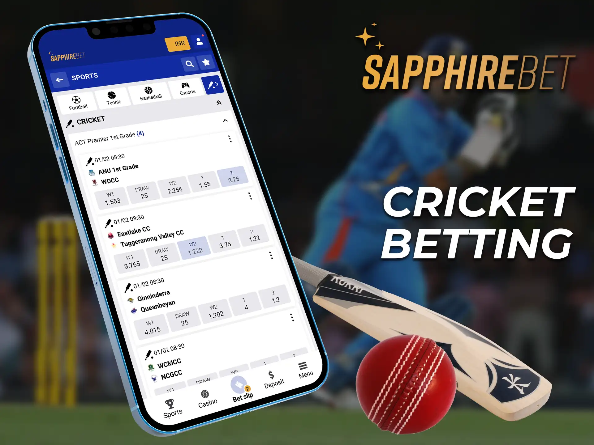 Bet on cricket on the SapphireBet mobile app.