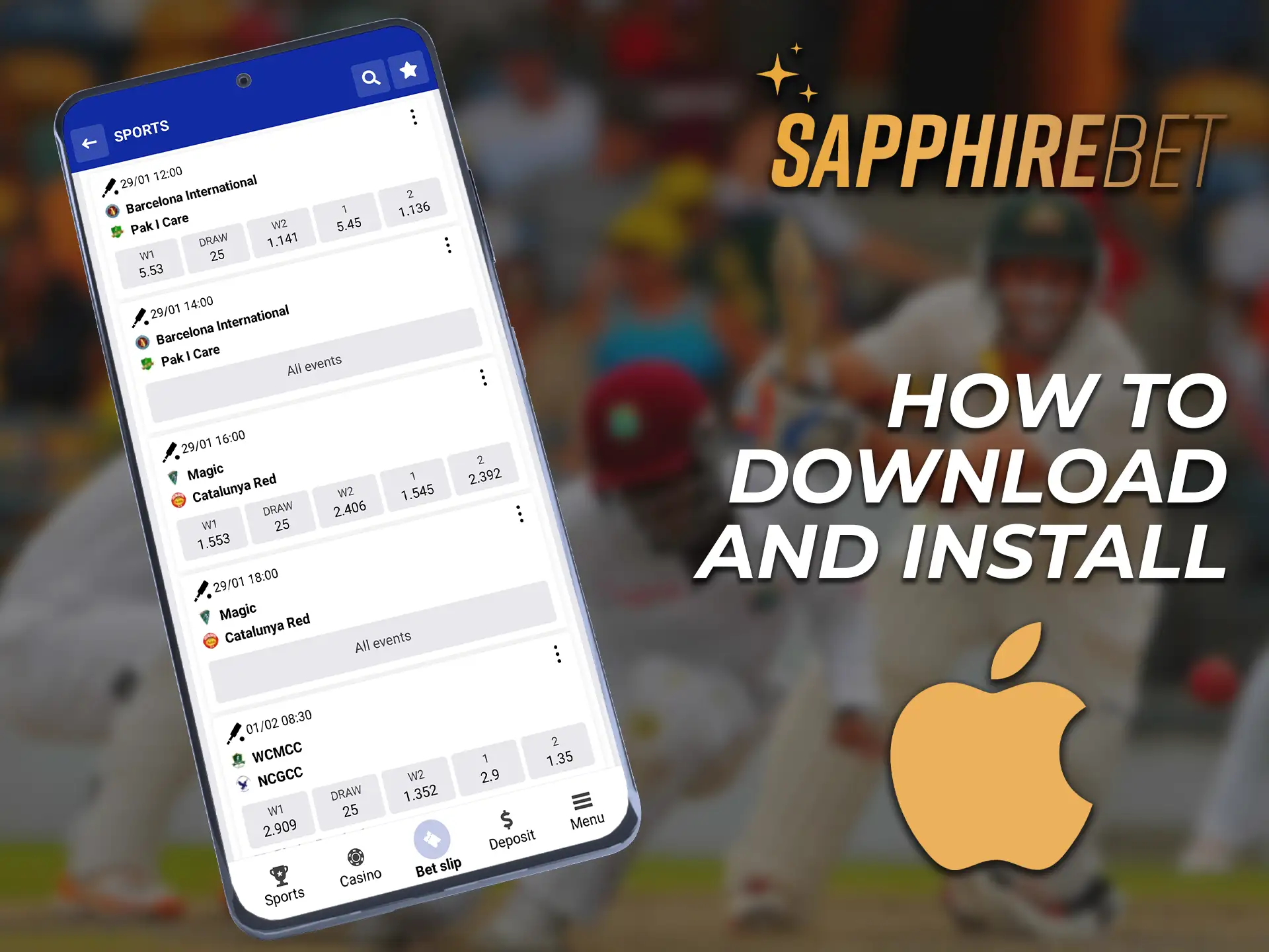 The SapphireBet app for iOS is in development.