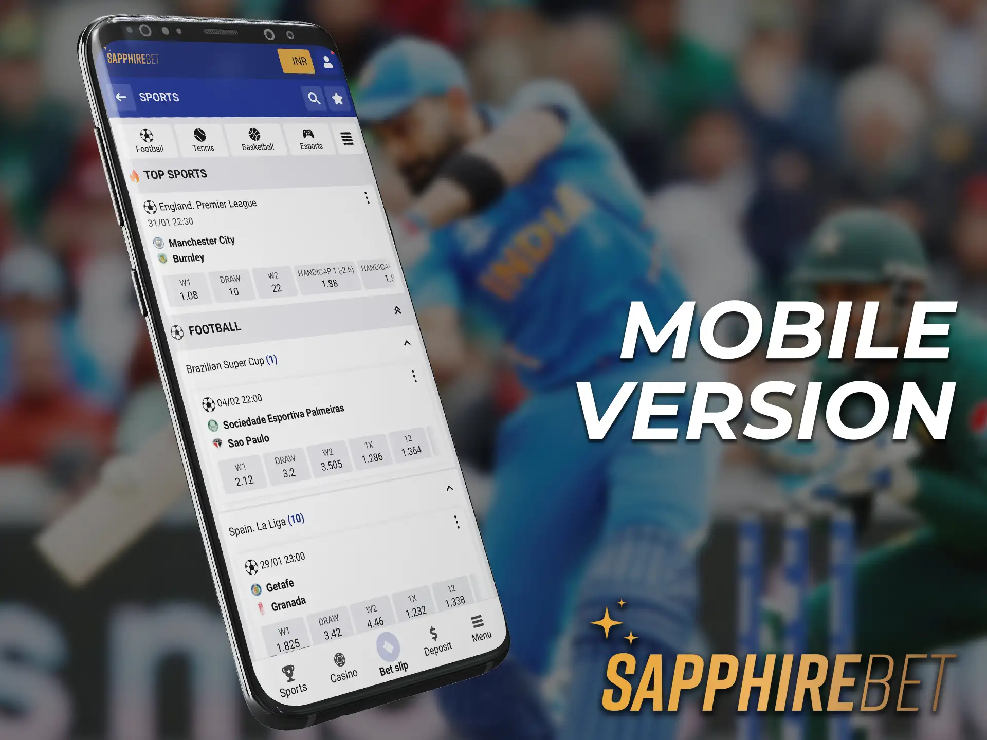 The mobile version of SapphireBet is available for Android and iOS users.