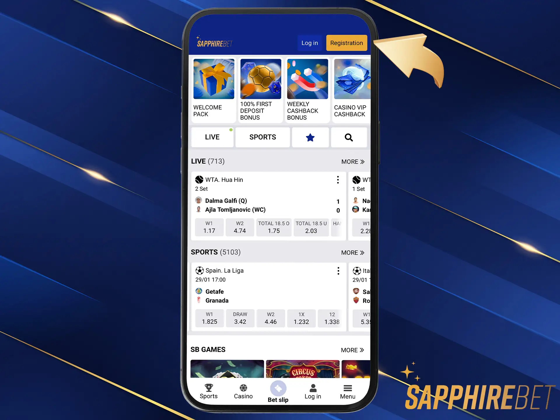 Open the SapphireBet app on your phone.