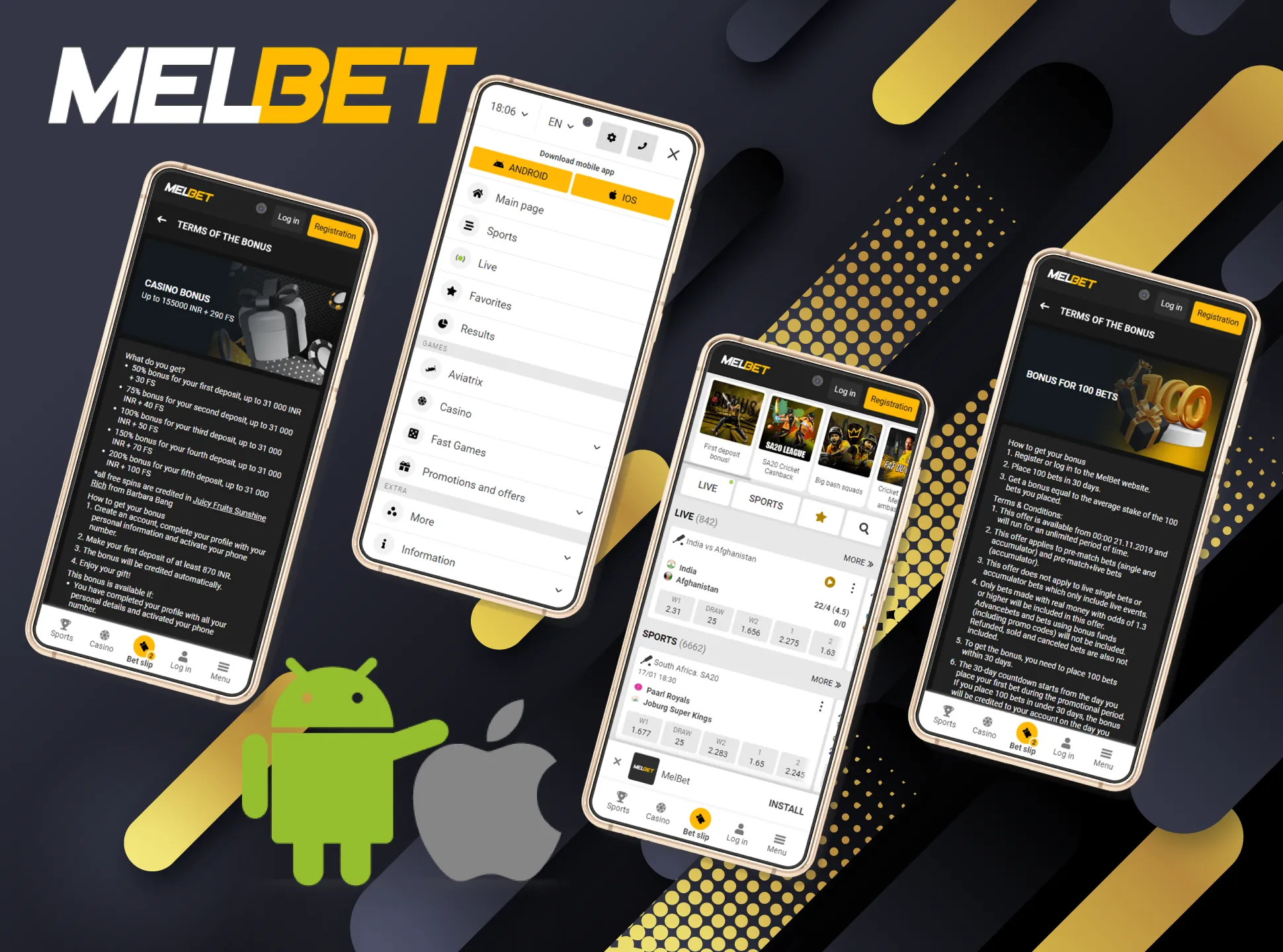 Almost each Android device can install the Melbet app.