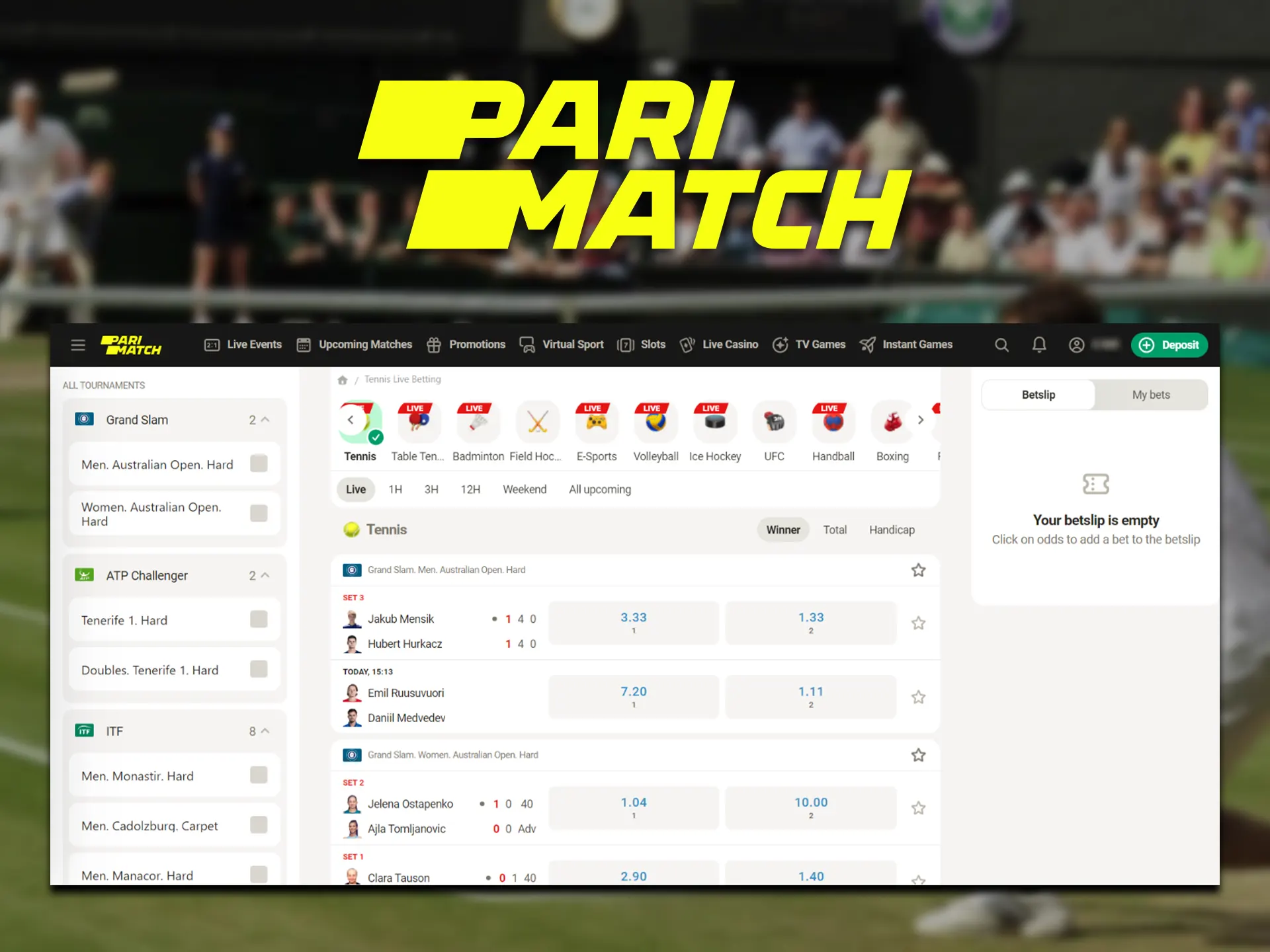 Parimatch is the most famous gaming platform with a wide range of sports to bet on.