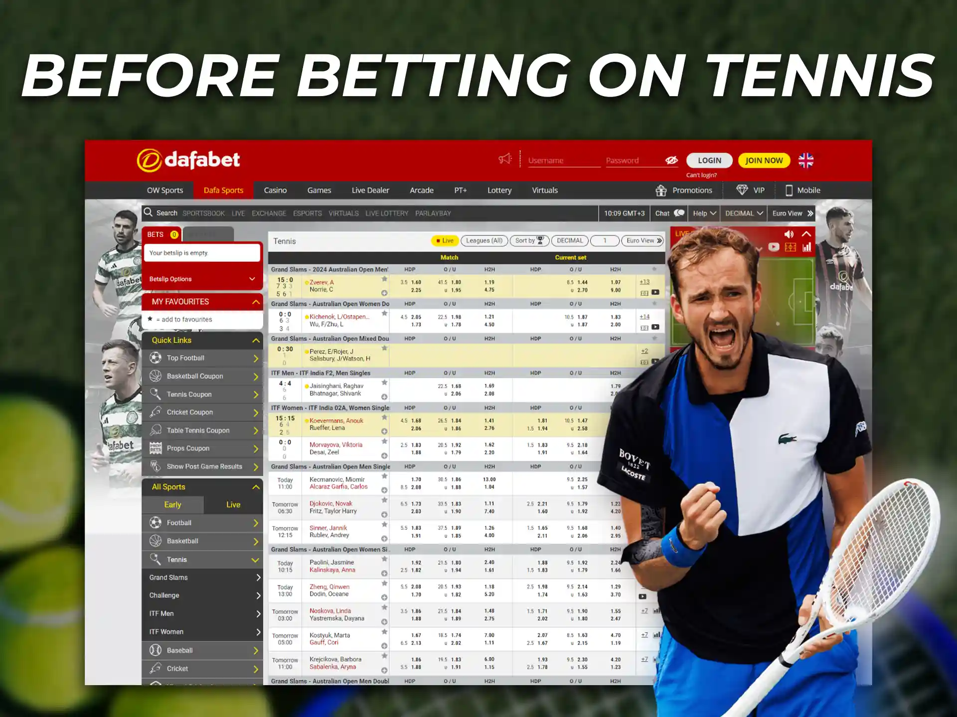 Before betting on tennis pay attention to regularities and port coverage.