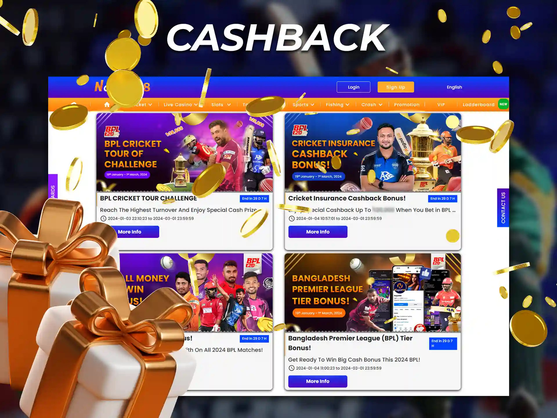 You can get a refund in the form of cash or free bets with the Cashback bonus.