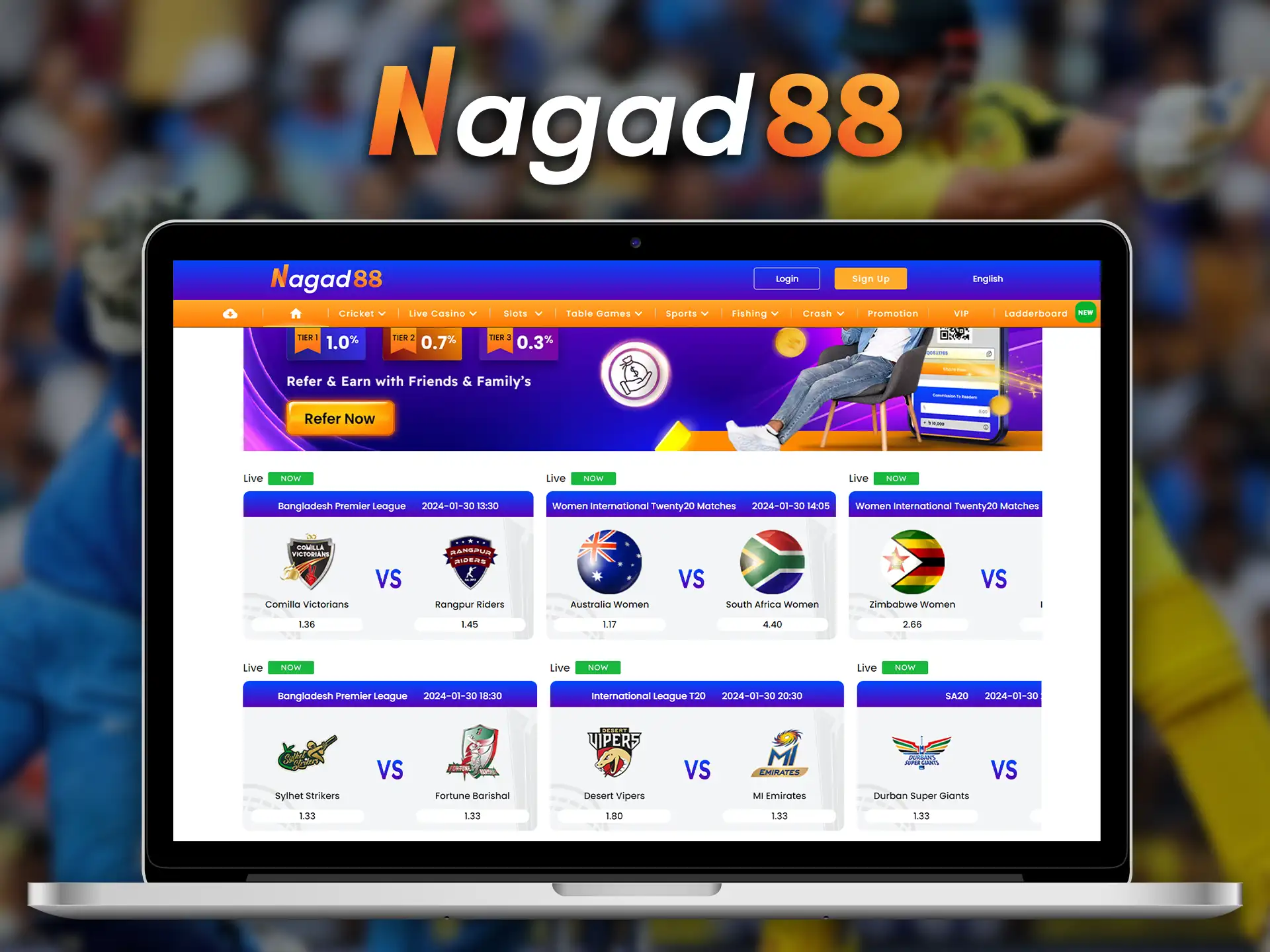Nagad88 offers sports betting, casino and live streaming for Indian players.