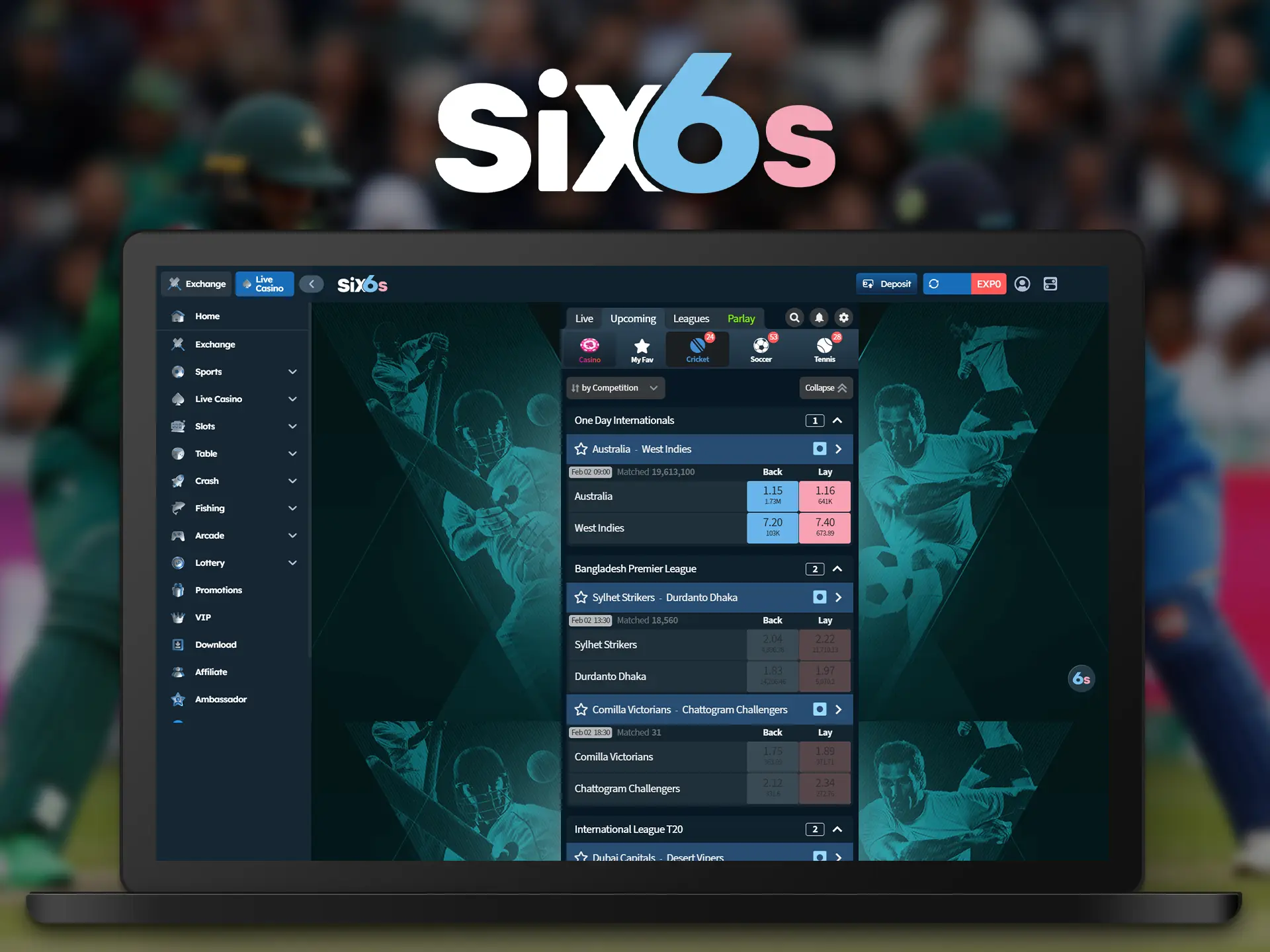 Six6s online gambling platform covers a wide range of sporting events.