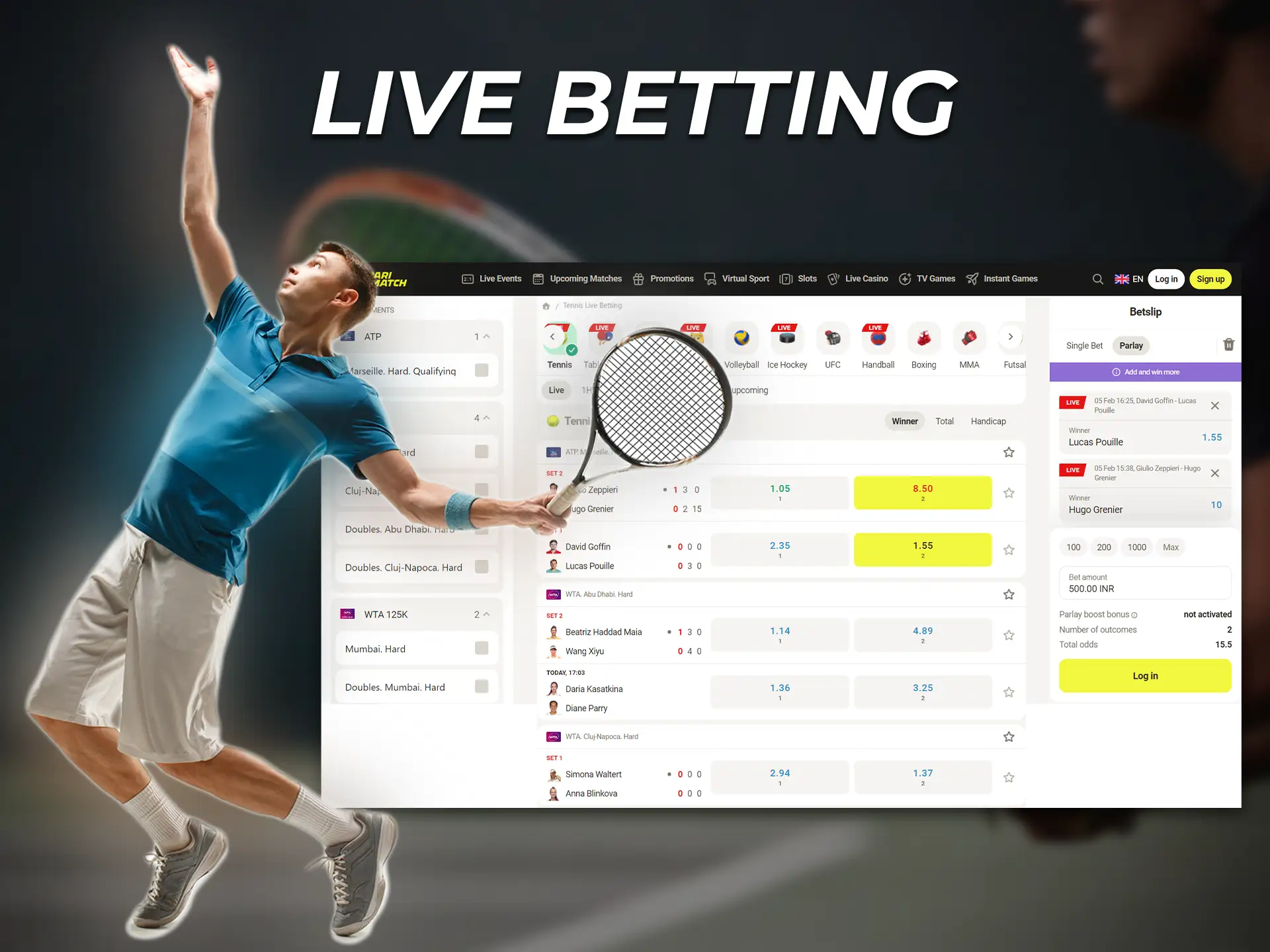 The opportunity to bet live will help you to choose your bookmaker.