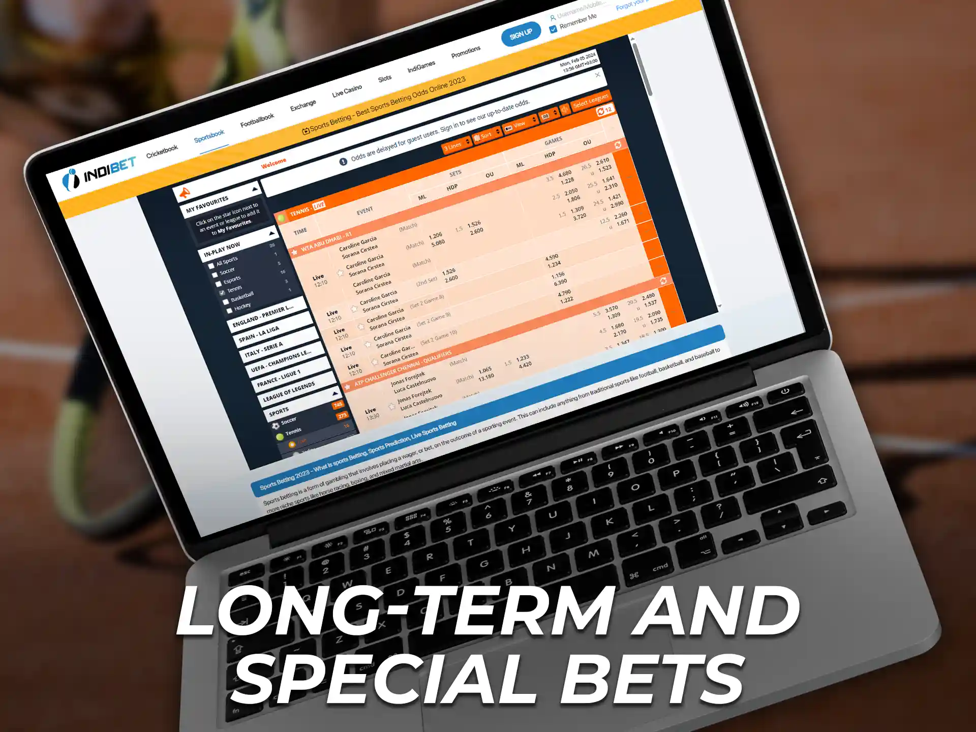 Explore what long term and special tennis bets mean.