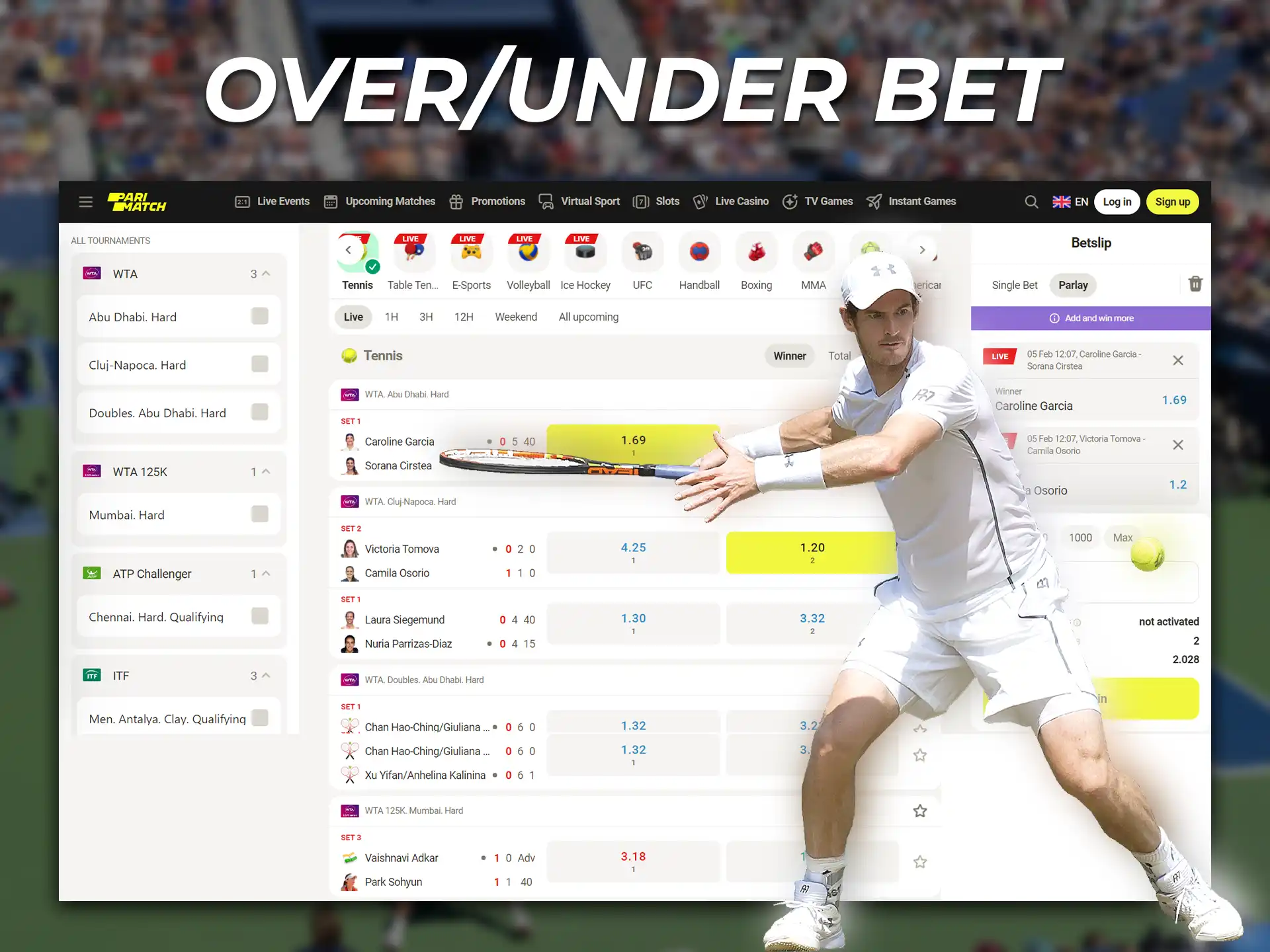 In an Over Under bet, you need to correctly predict how many games can be played in a match.
