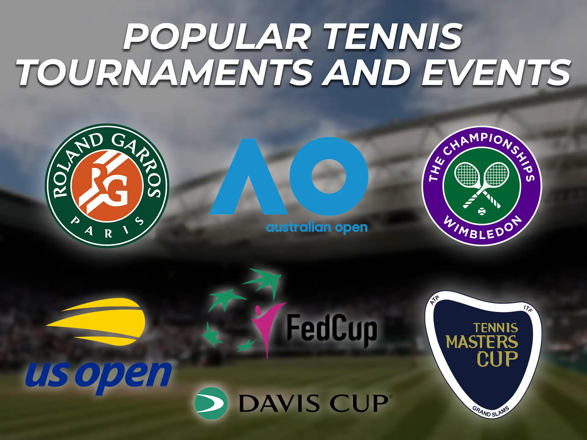 Popular tennis tournaments and events at bookmakers on which you can bet.
