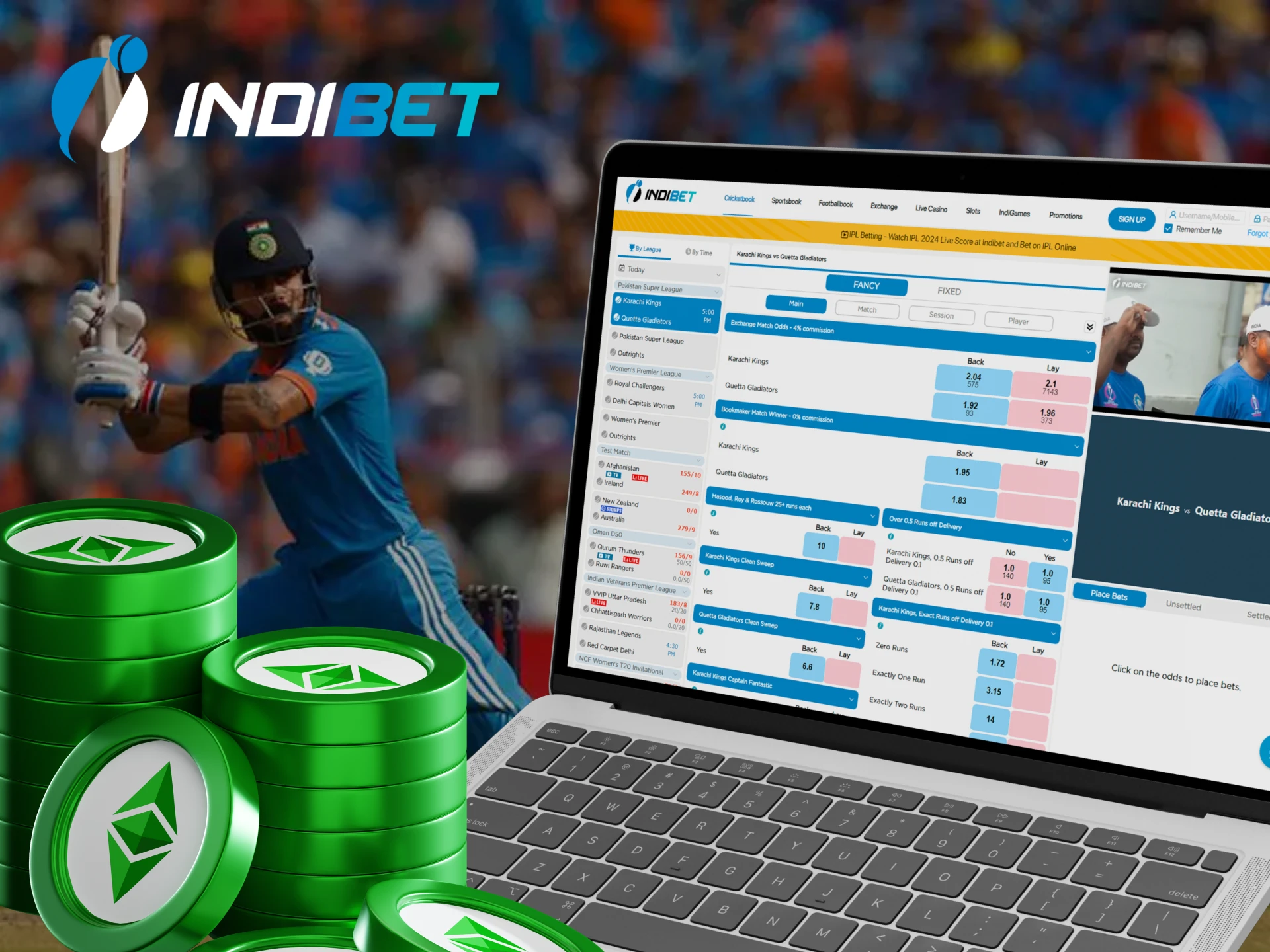 Bet on your favorite cricket event using cryptocurrency at Indibet.
