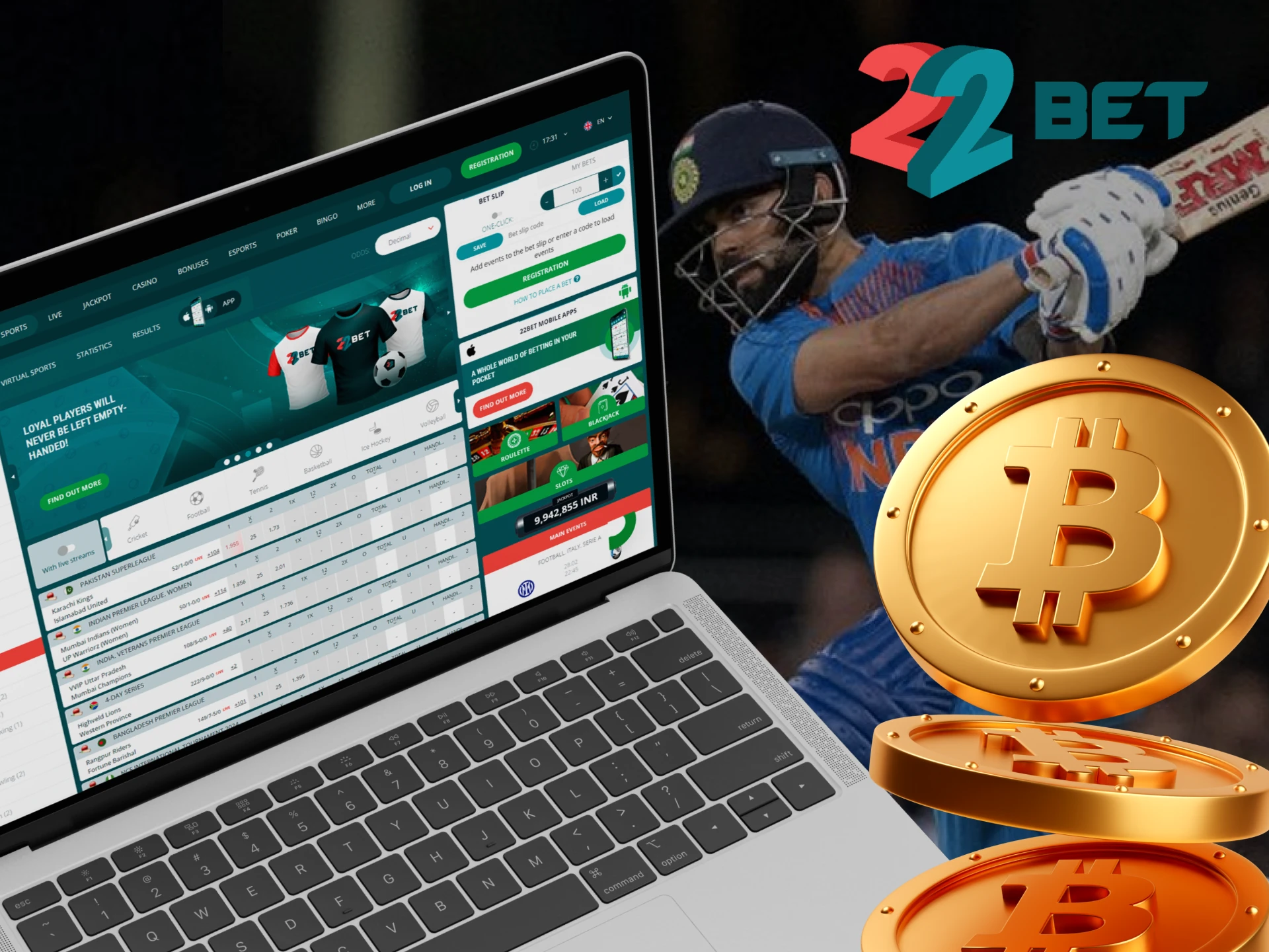 Bet on sports using cryptocurrency at 22bet and win.
