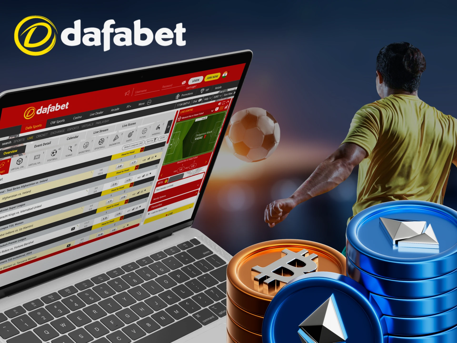 Try placing a cryptocurrency bet on your favorite sports team at Dafabet.