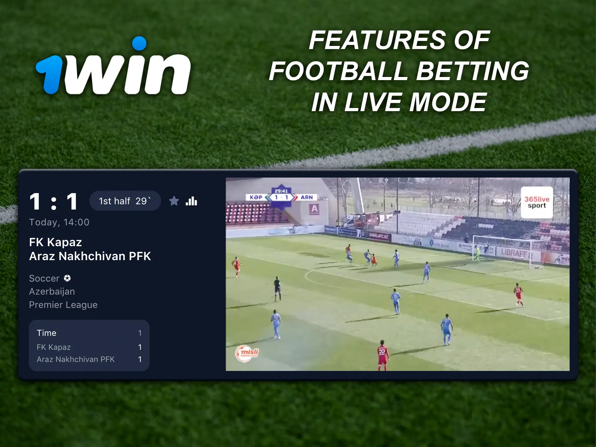Enjoy the game of your favourite team thanks to live streaming at 1Win and bet online.