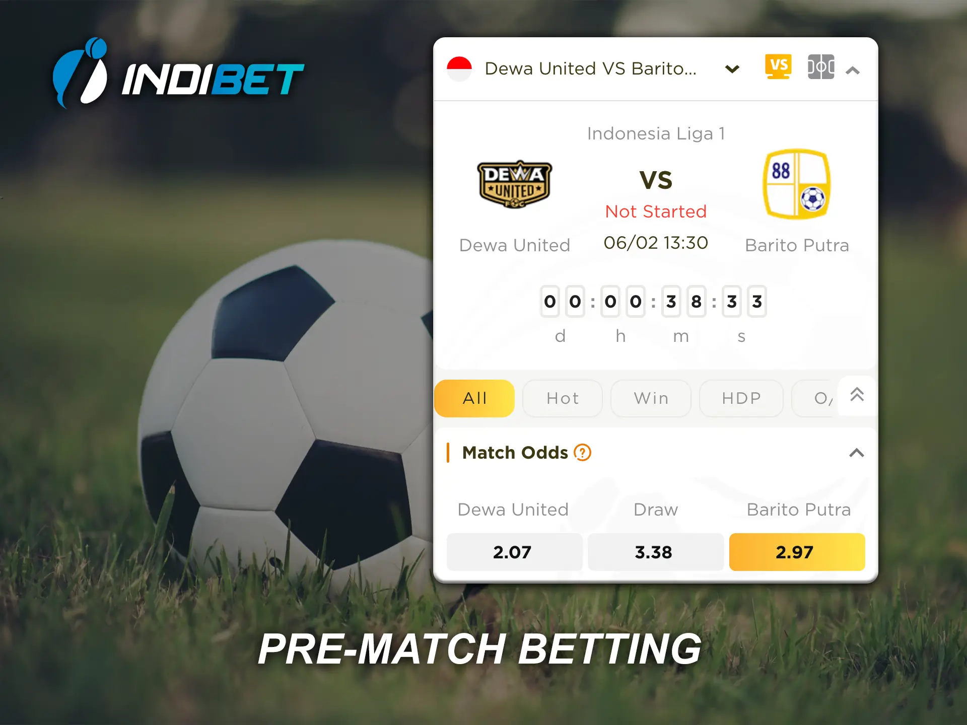 Pre-match is the best option at Indibet for fans and supporters of the same team.