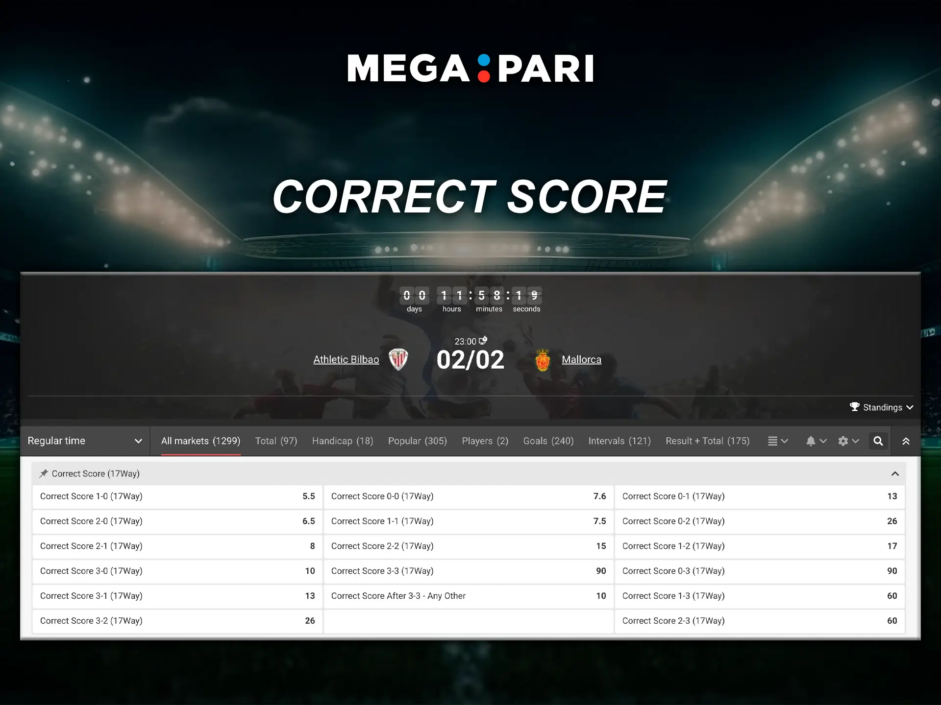 If you are confident about the outcome of a match, use the specific account method when betting on sports at MegaPari.