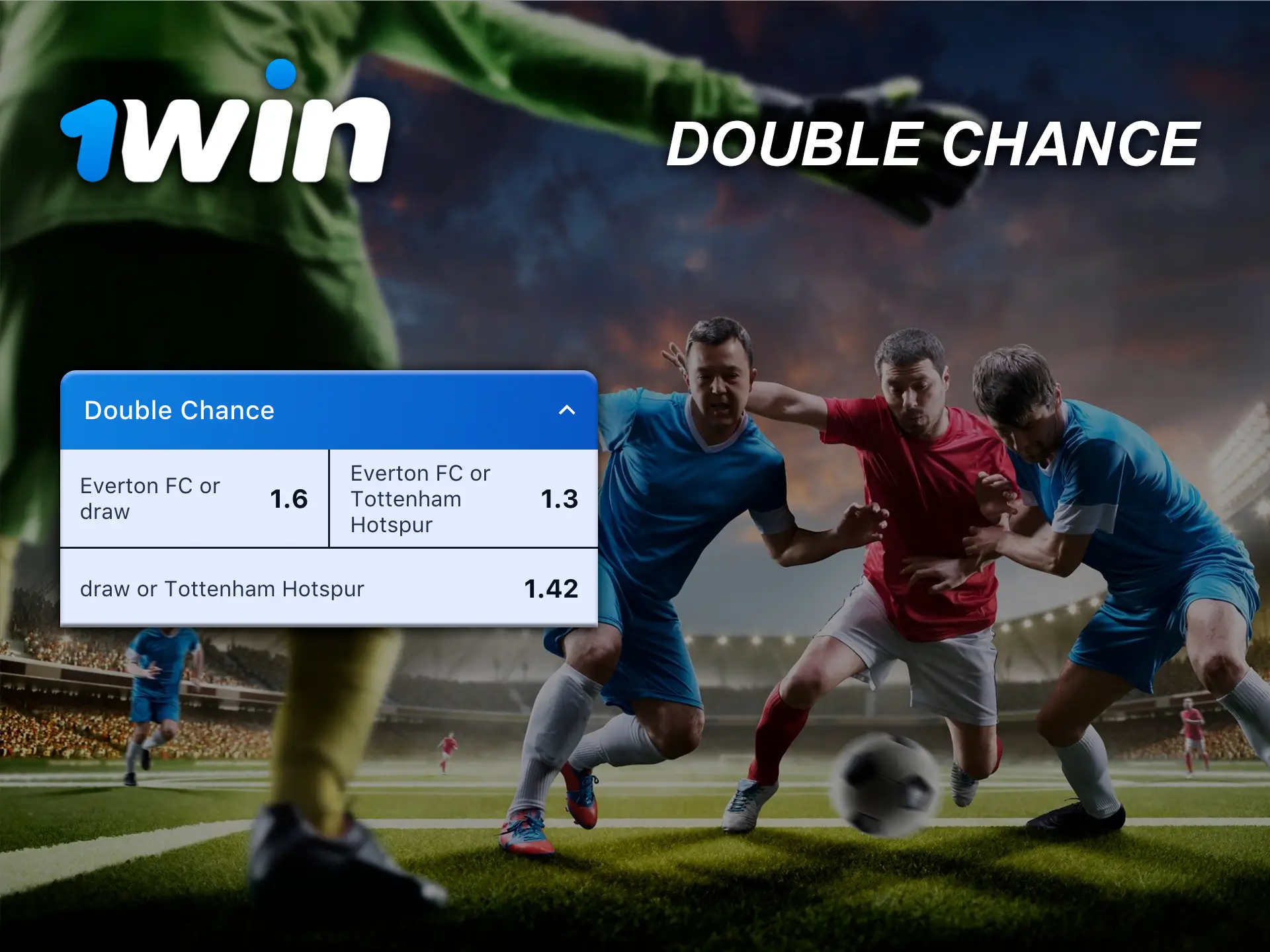 Double Chance at 1Win is in good demand as your chances of winning are very high.