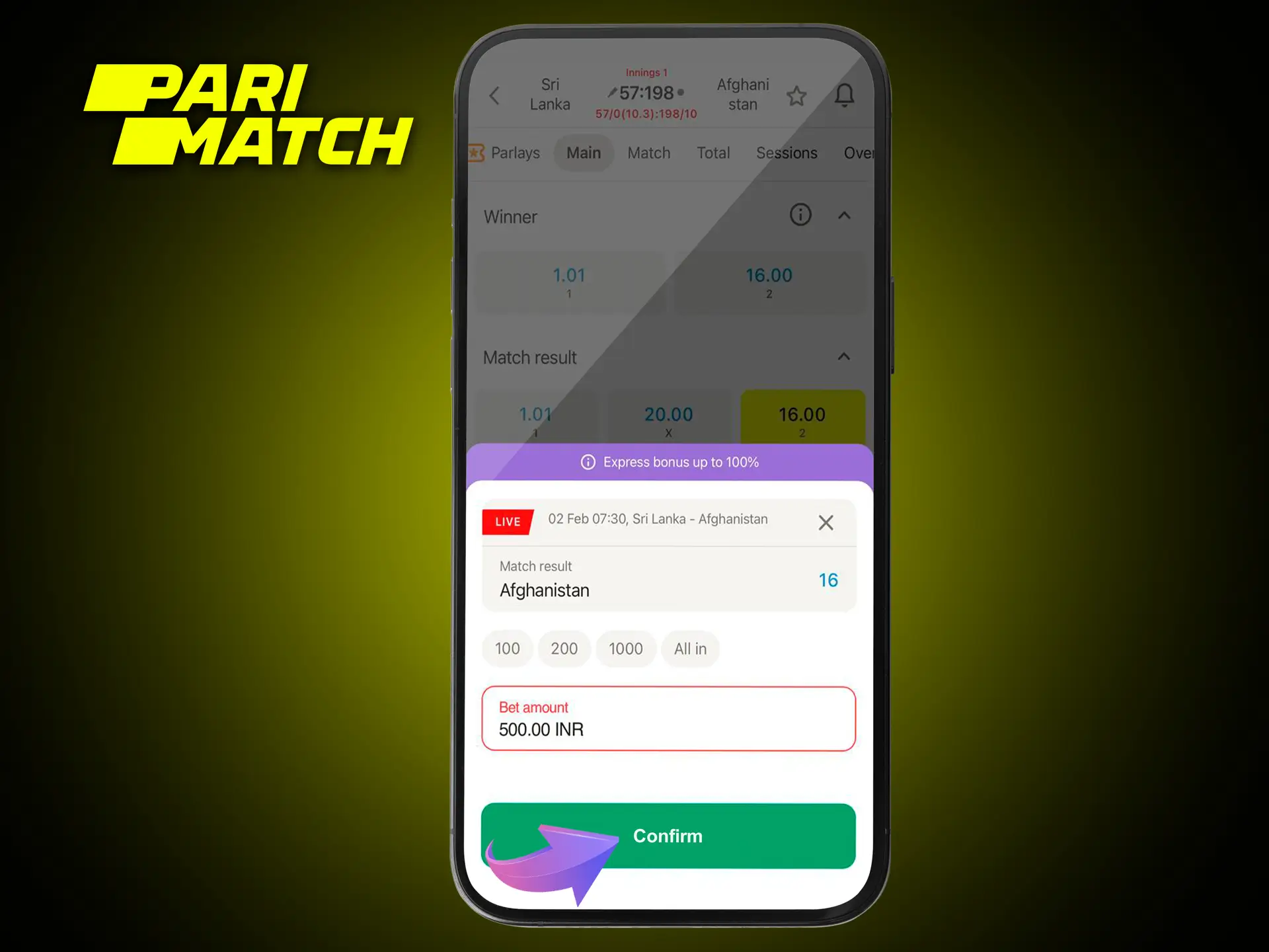 Confirm your choice on the Parimatch website and get unforgettable emotions from winning.