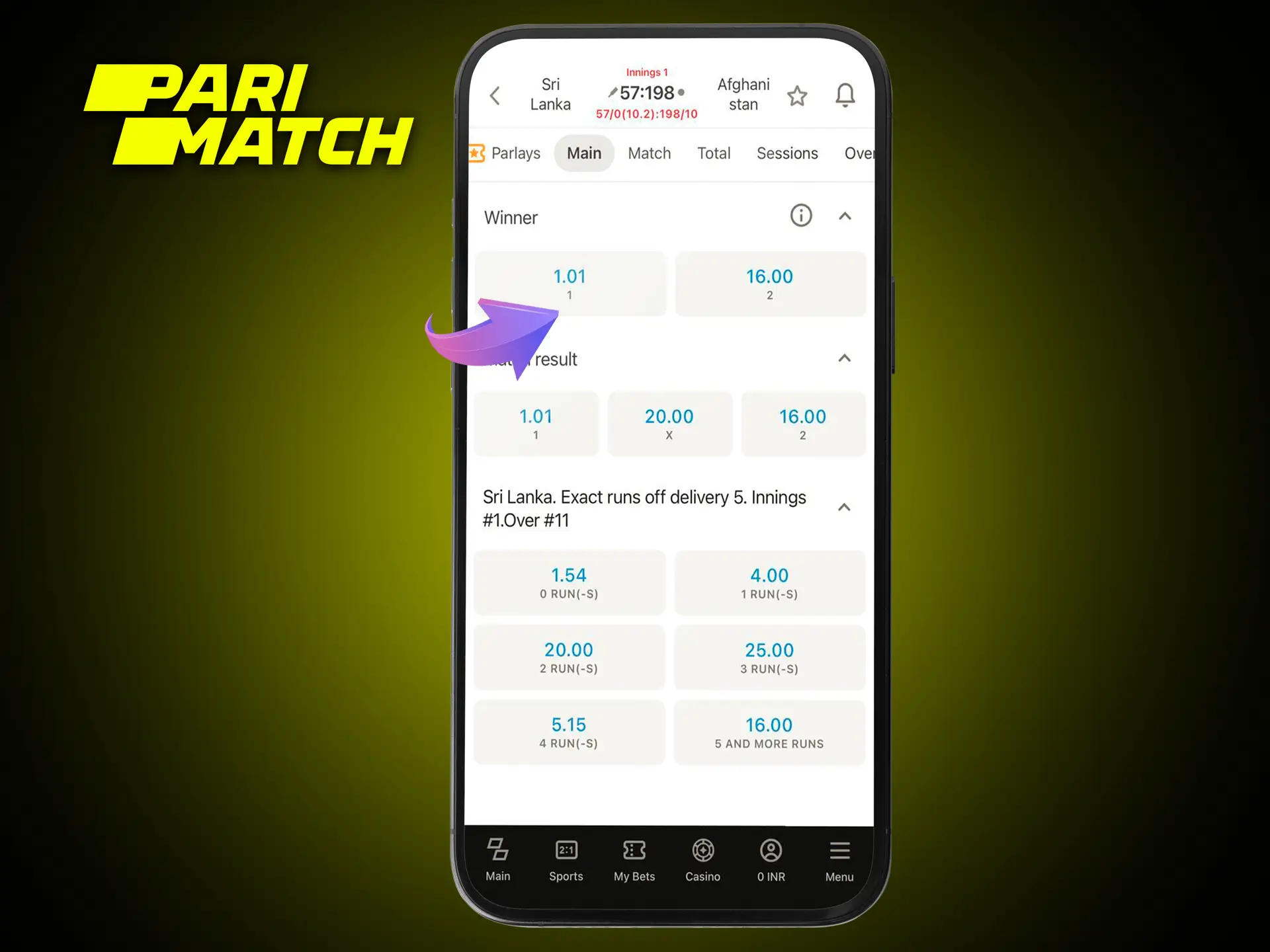 Use the SportBetting article to choose the right odds for your bets on Parimatch.