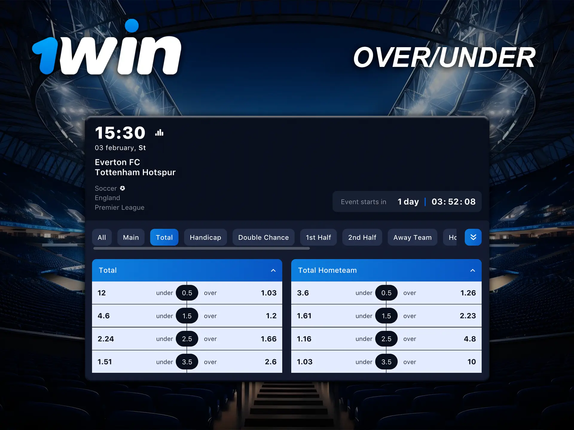 Total bets are the most common bets at 1Win Casino.