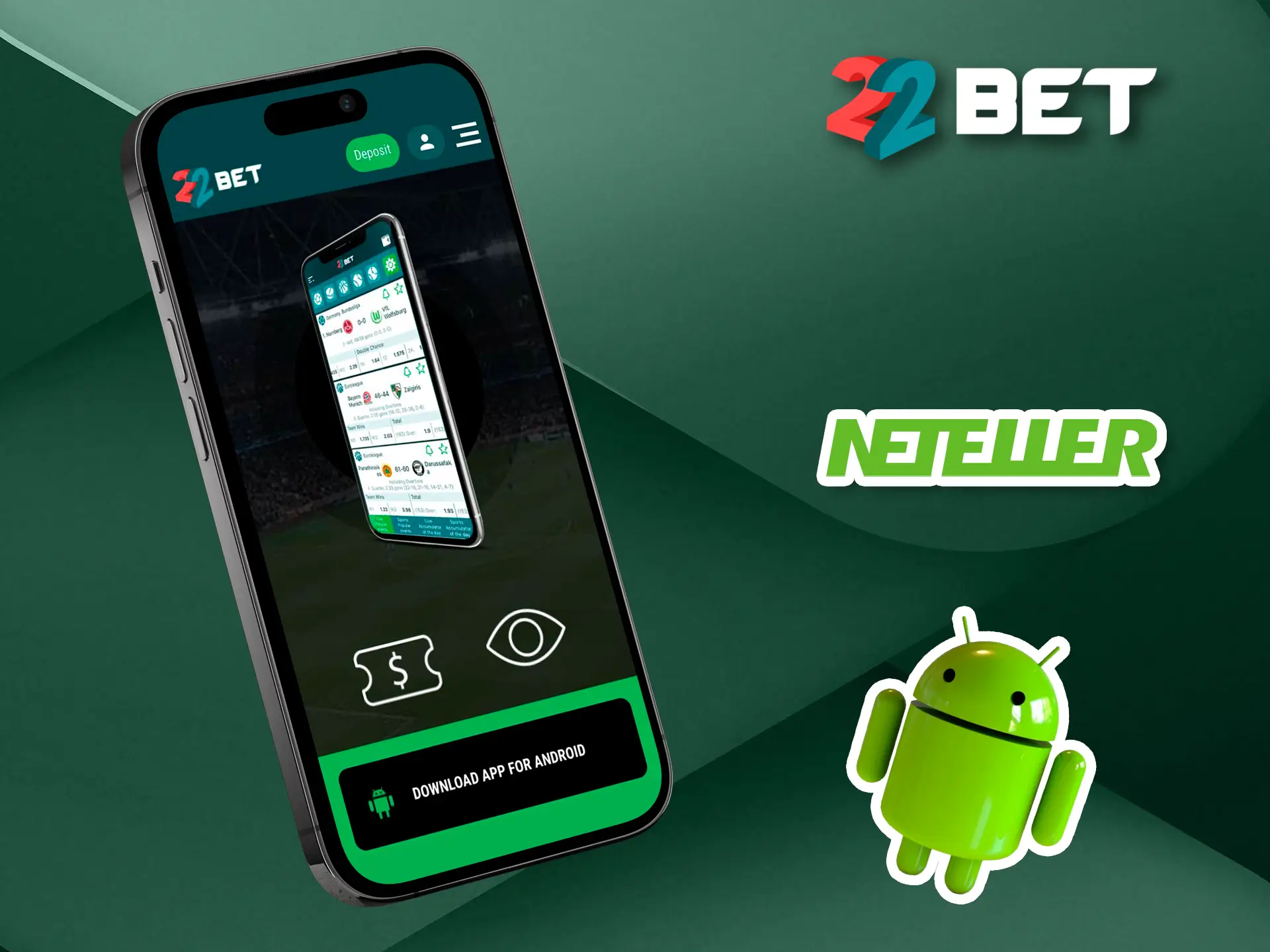 The 22Bet app is high quality and fast withdrawals via the Neteller platform.