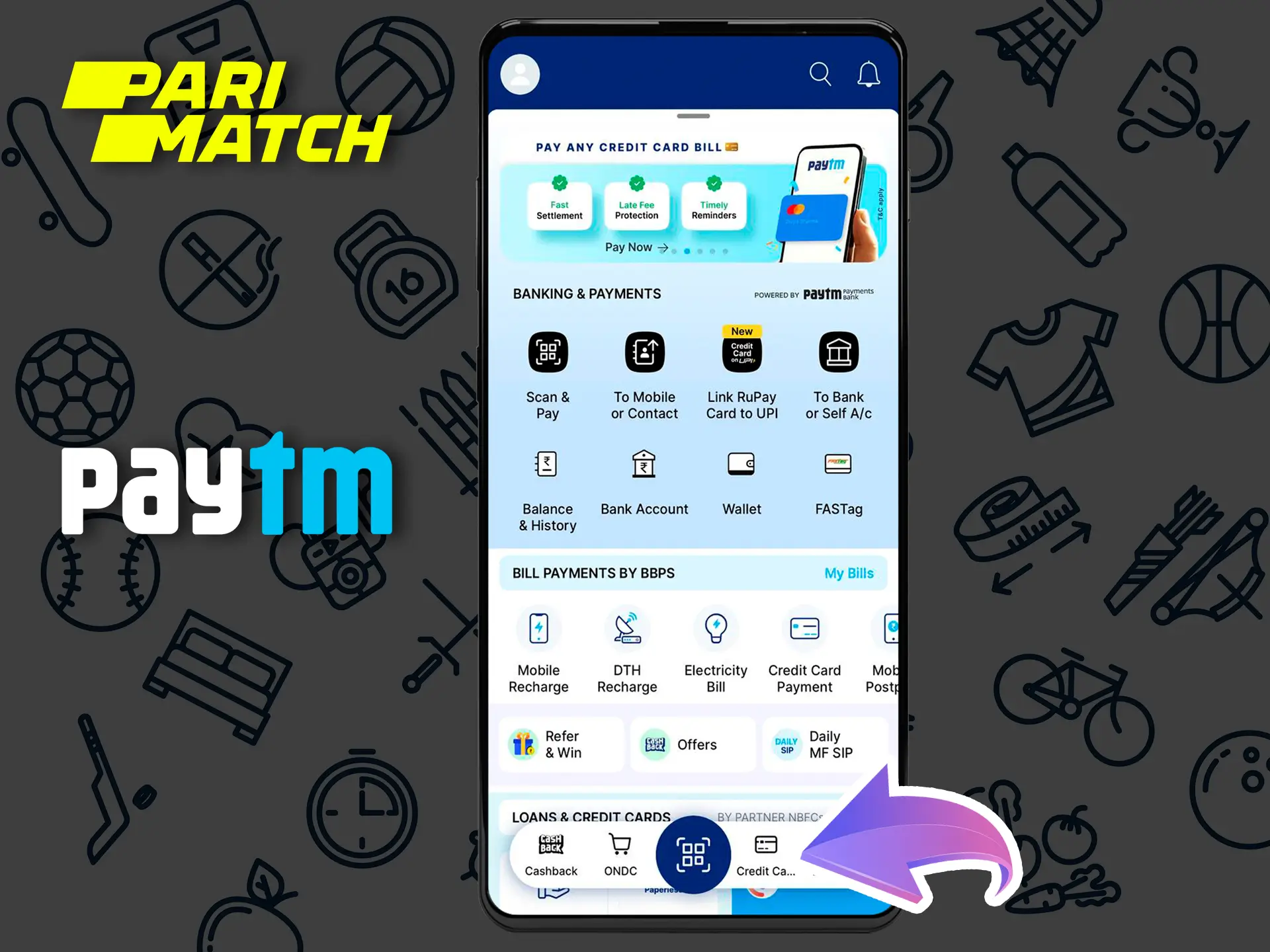 To top up your Parimatch account, choose a convenient payment method in the PayTm payment system.