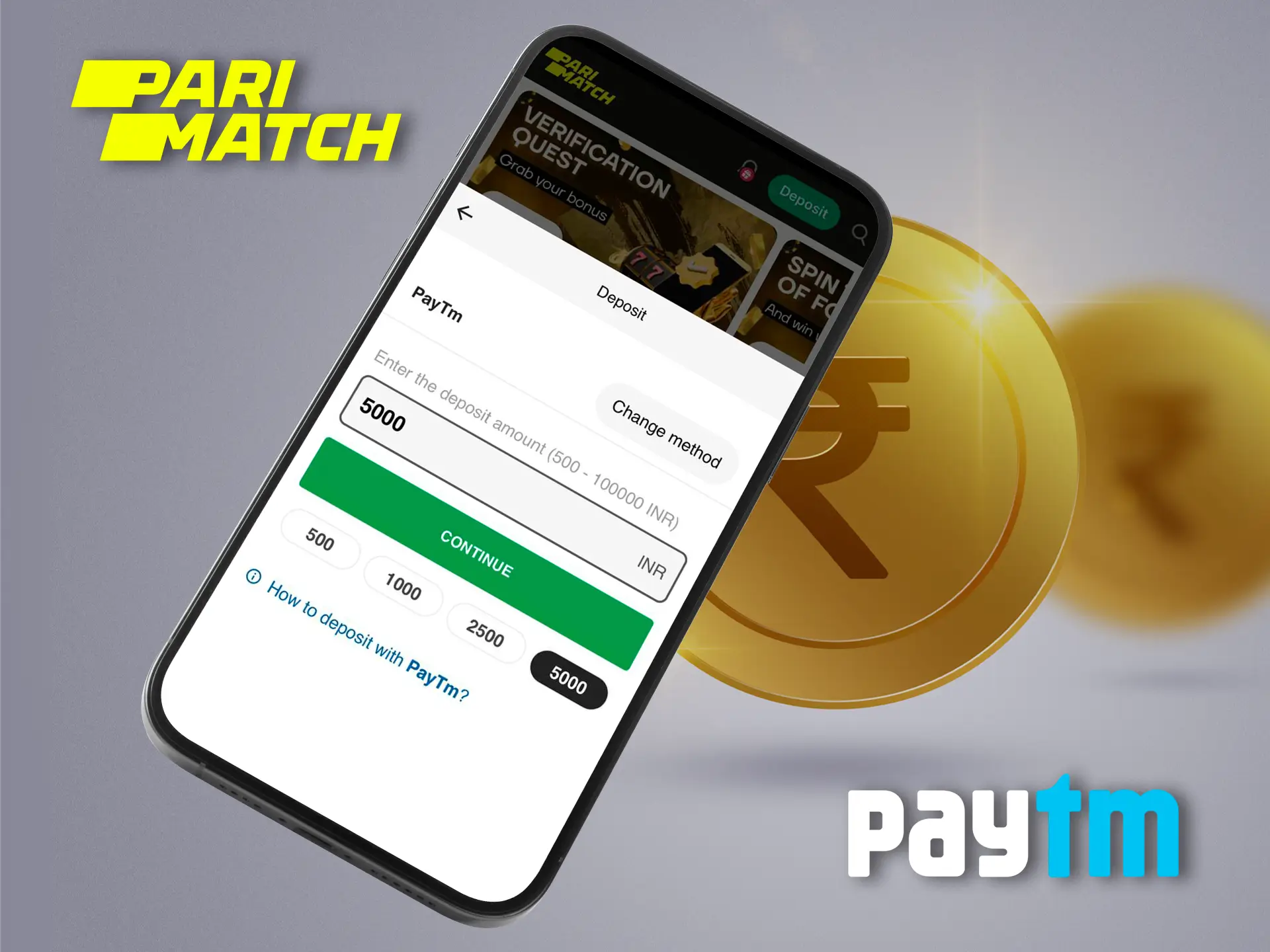 Use the most common PayTm top-up system at Parimatch Casino.
